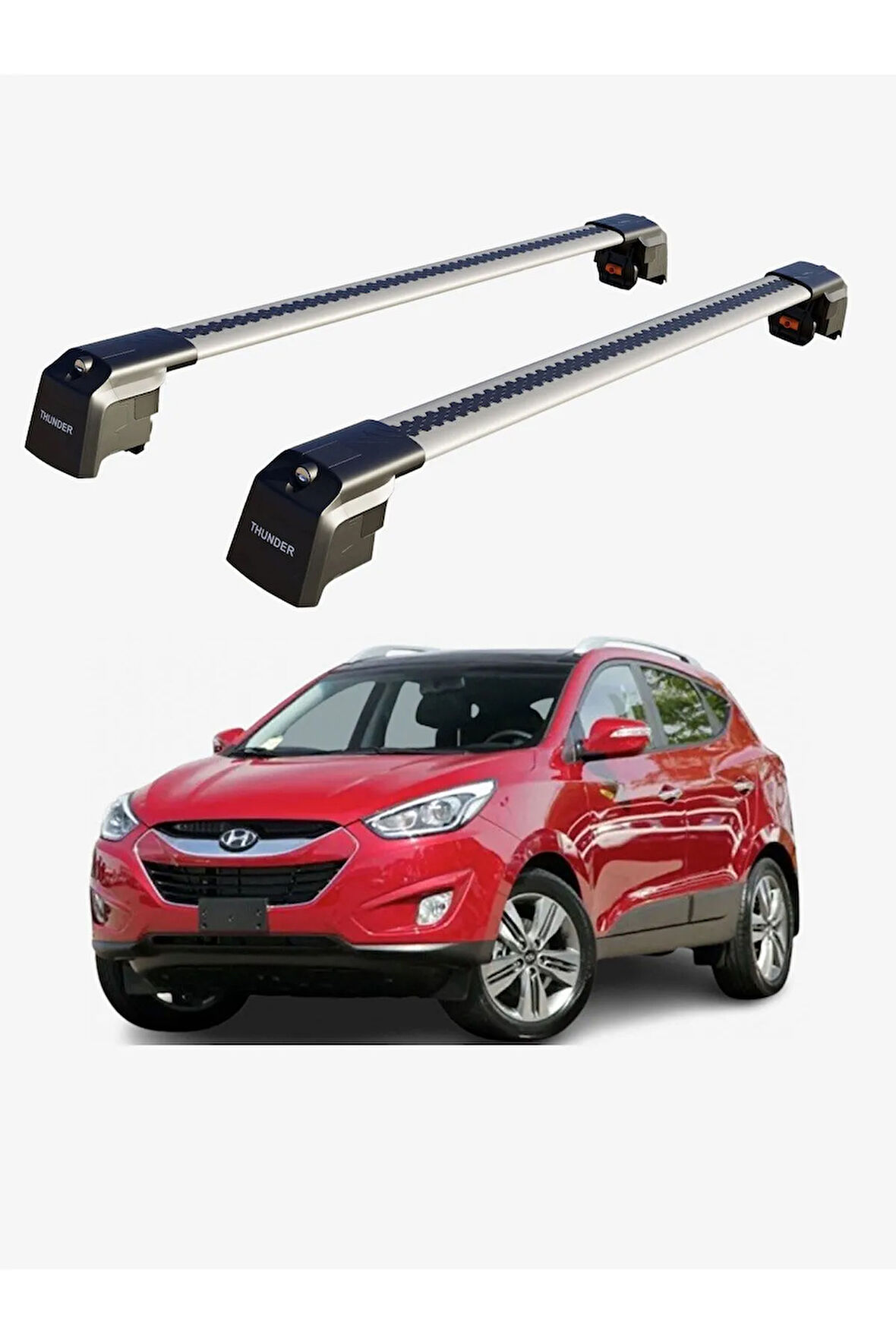 HYUNDAI IX-35 2013-2021 TRX2 Thunder Carrier Kilitli Ara Atkı Taşıyıcı Tavan Barı Gri
