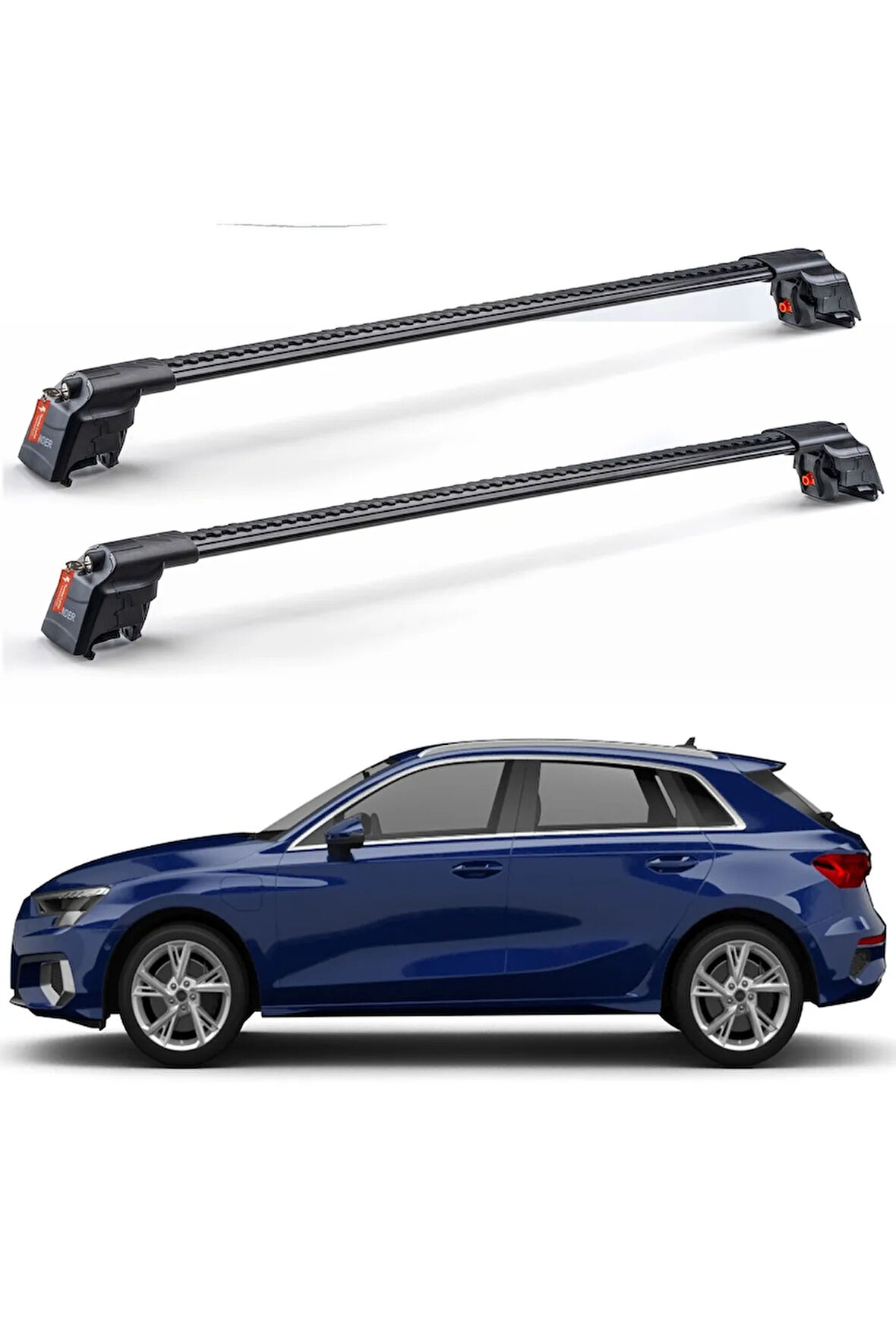 Audi A3 Sportback 2022-2024 TRX2 Thunder Carrier Kilitli Ara Atkı Taşıyıcı Tavan Barı Siyah