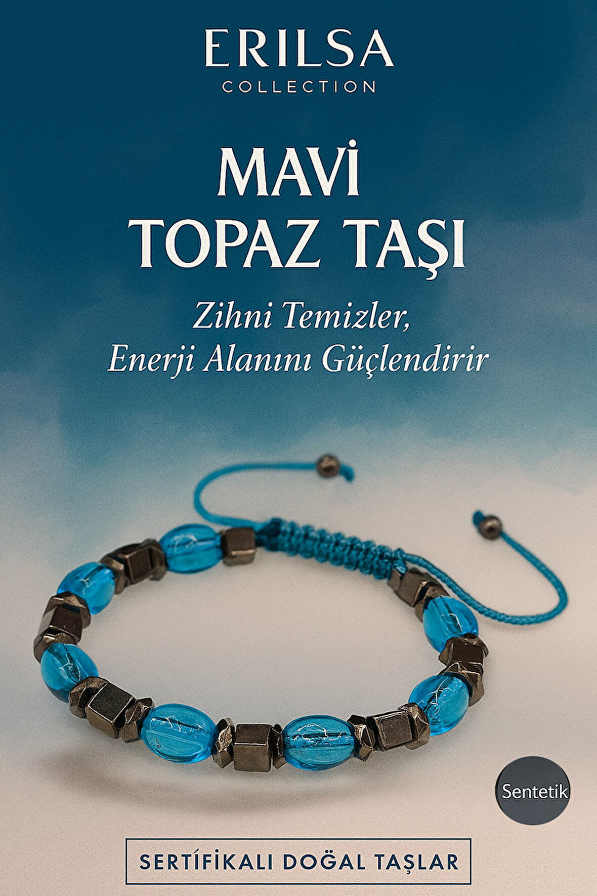 Sertifikalı Sentetik Mavi Topaz Taşı Bileklik – Dinginlik ve Zarafetin Gücü