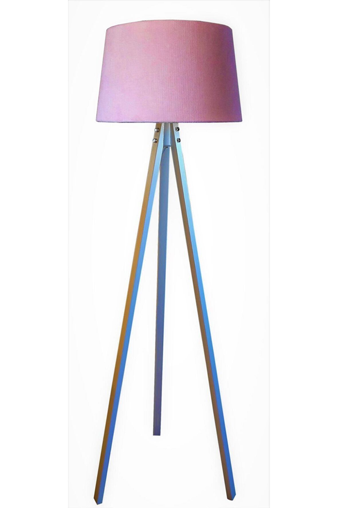 Diamond Serisi Masif 3 Ayaklı Tripod Lambader,abajur (pudra/beyaz Ayak))
