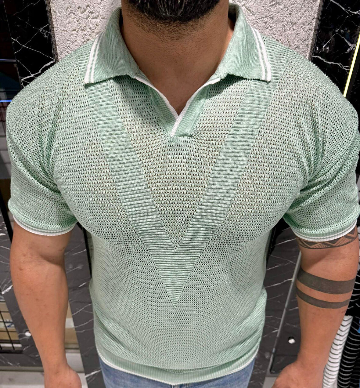 Erkek Yumuşak Dokulu Polo Yaka Triko T-Shirt