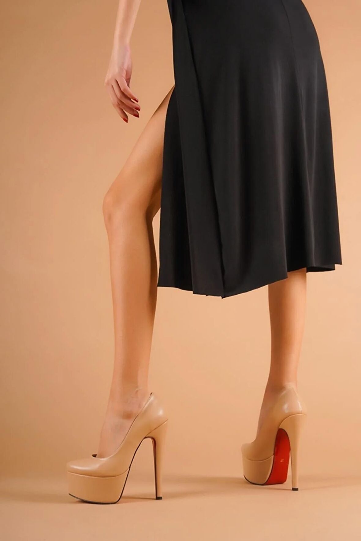 Ribbon Nude Cilt Platform Ayakkabı