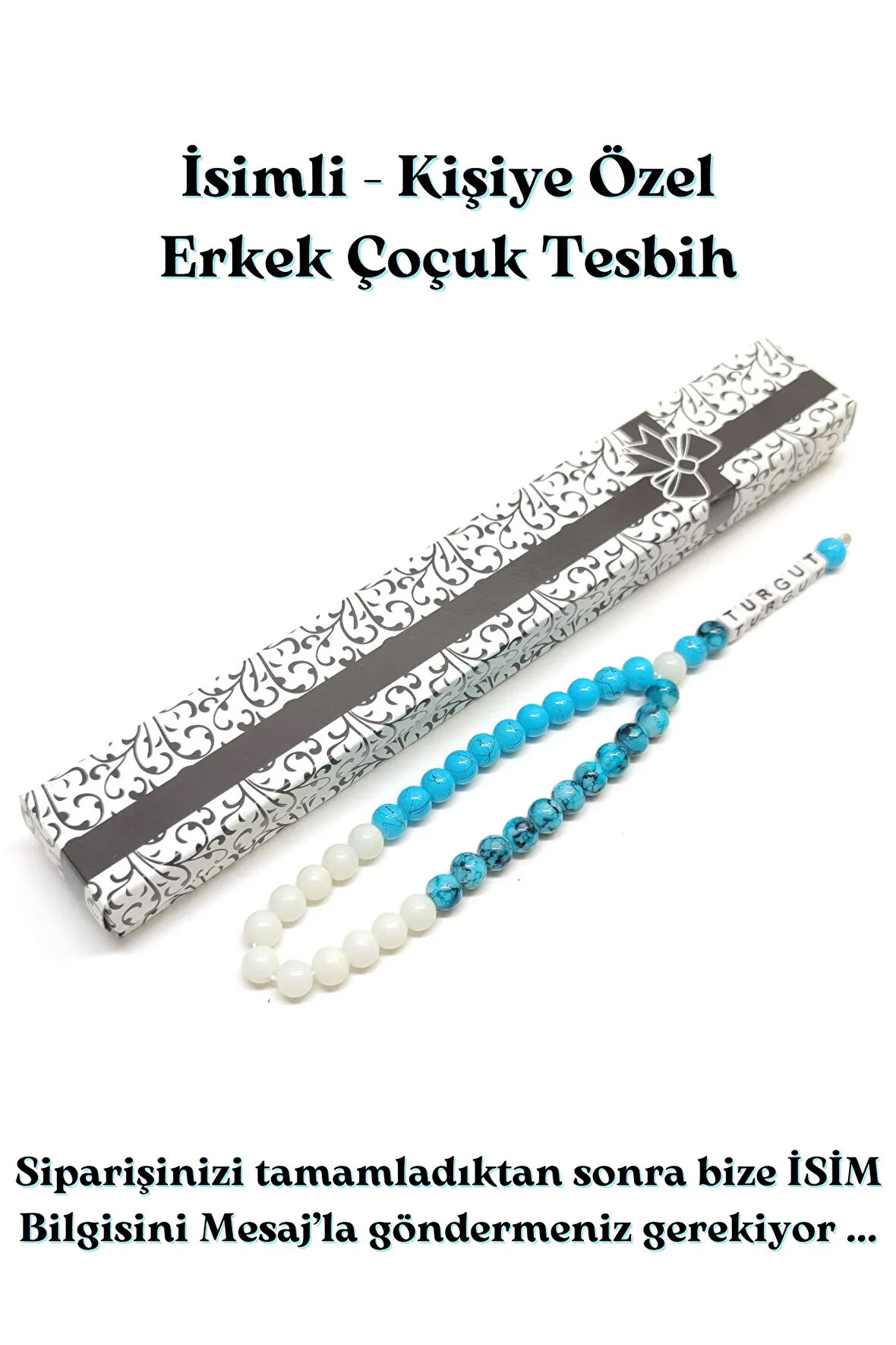 Çoçuklara Özel İsimli Tesbih - 33lü Çoçuk Tesbihi - Kişiye özel İsimli Tesbih - Erkek ve Kız