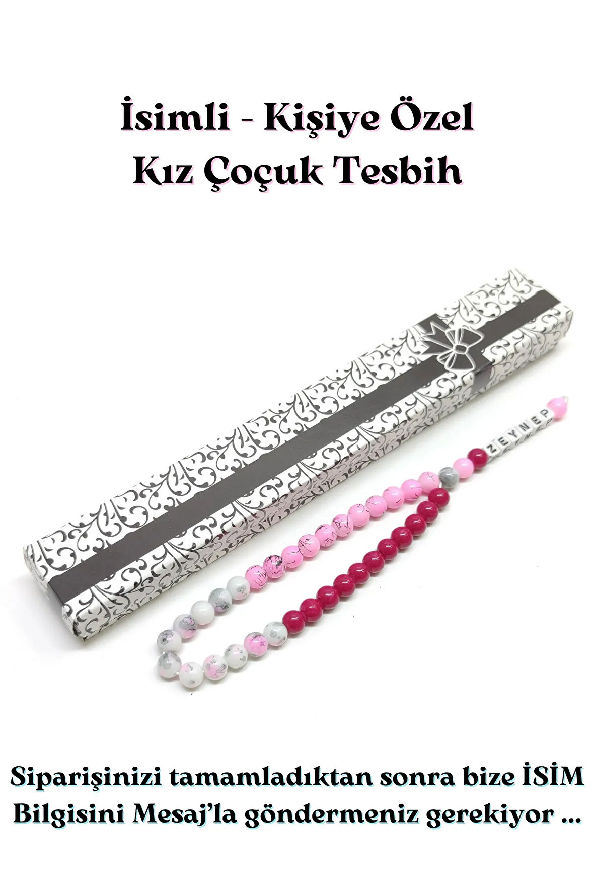 Çoçuklara Özel İsimli Tesbih - 33lü Çoçuk Tesbihi - Kişiye özel İsimli Tesbih - Erkek ve Kız