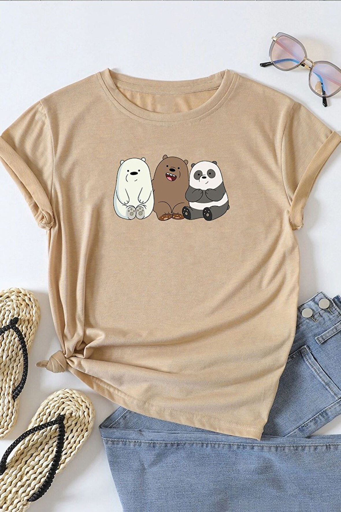 Uyguntarz Unisex Kafadar Ayılar Tasarım Tshirt