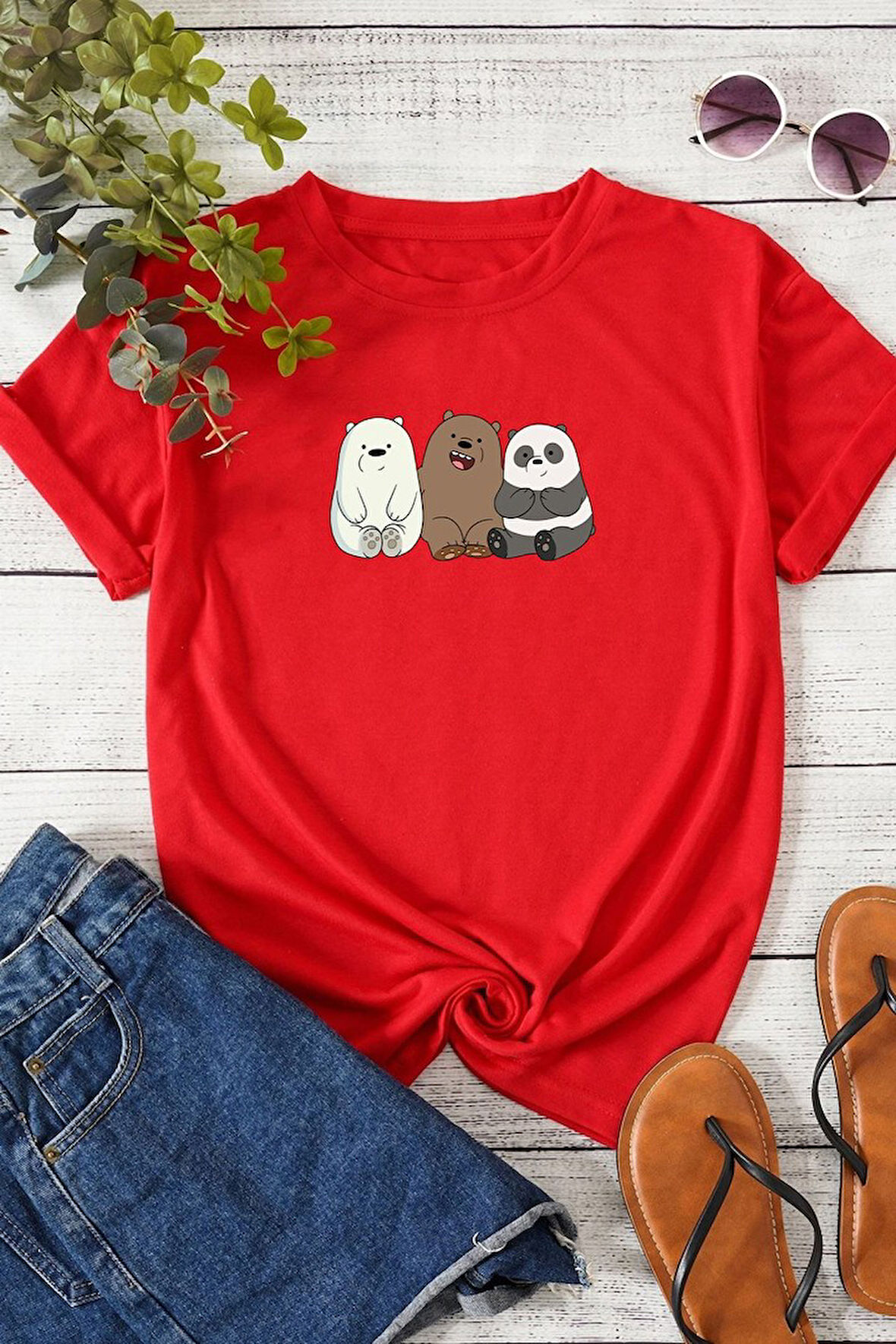 Uyguntarz Unisex Kafadar Ayılar Tasarım Tshirt