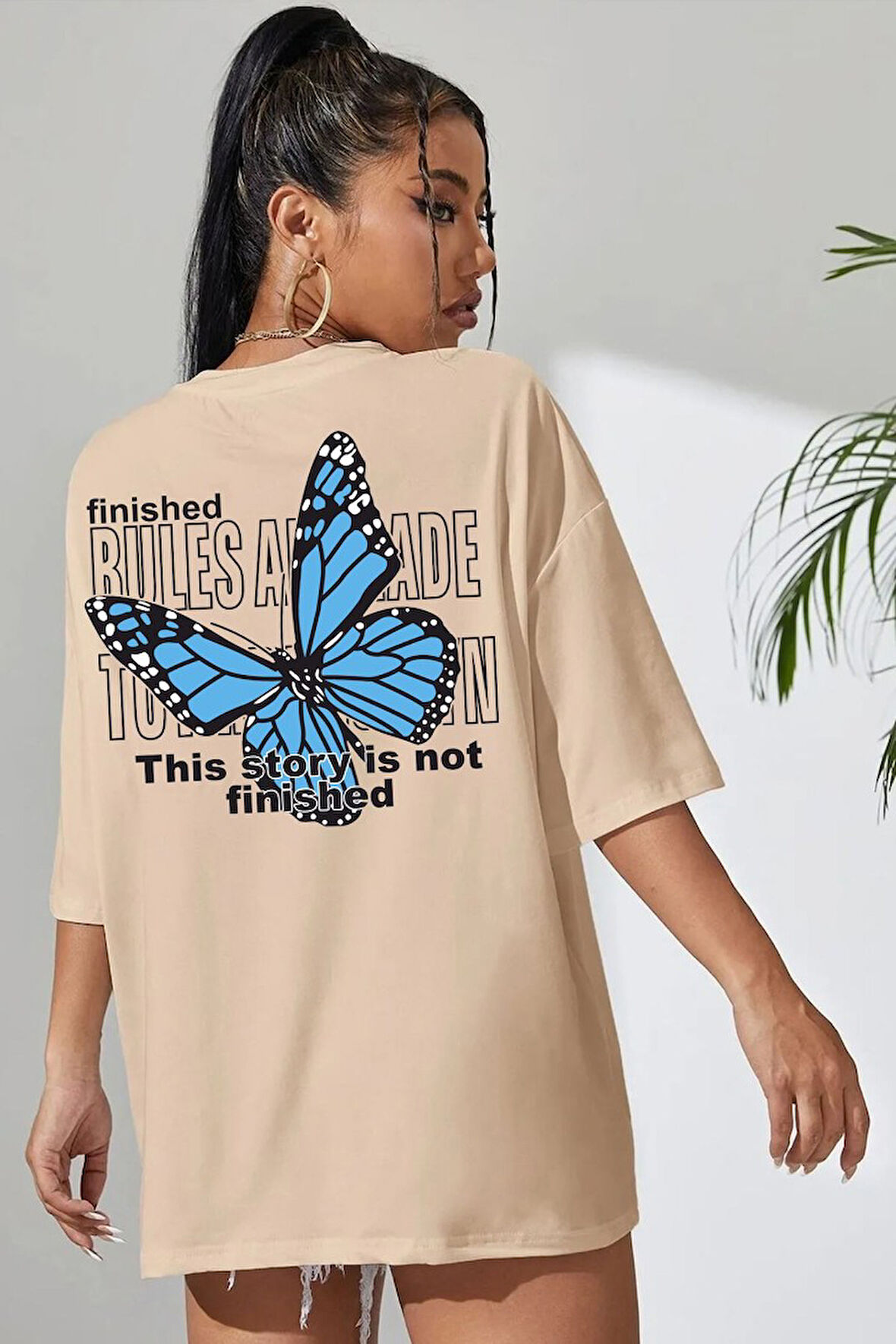 Uyguntarz Unisex Kelebek Sırt Baskılı T-shirt