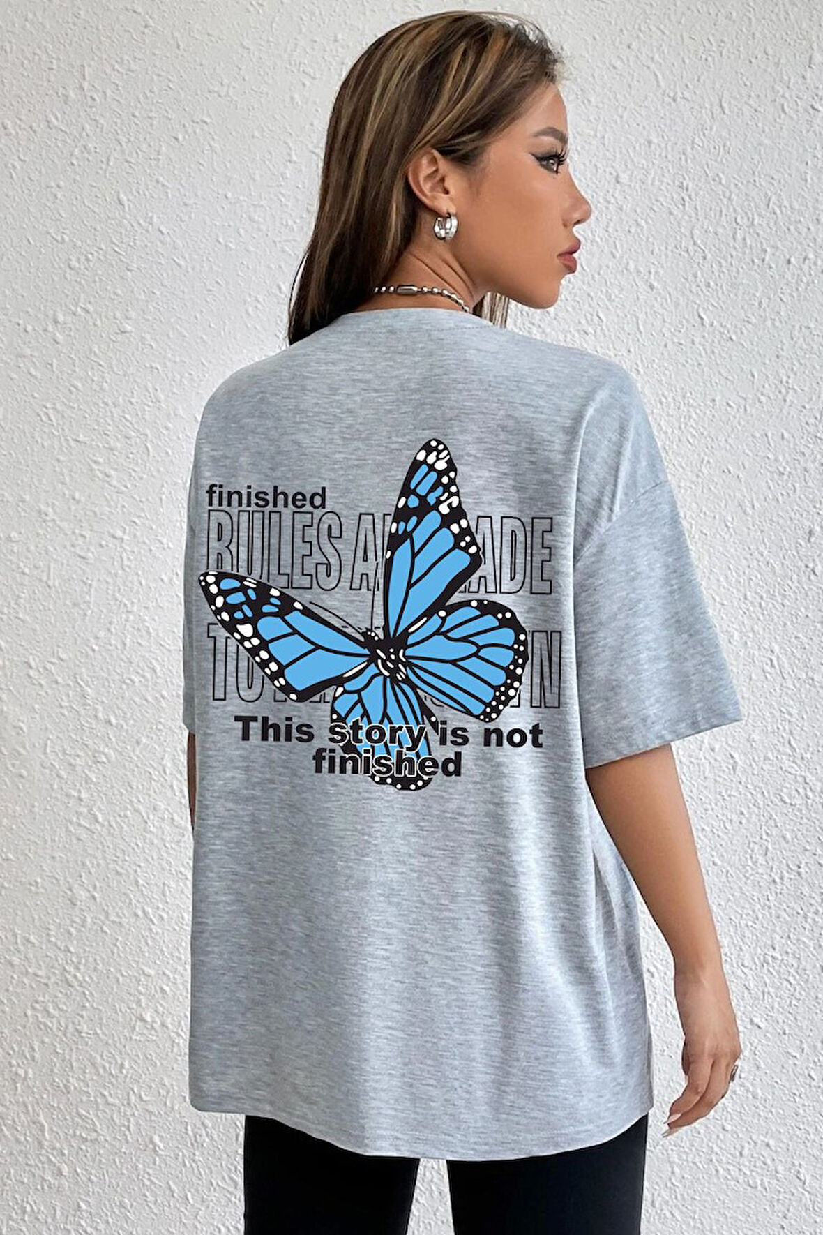 Uyguntarz Unisex Kelebek Sırt Baskılı T-shirt