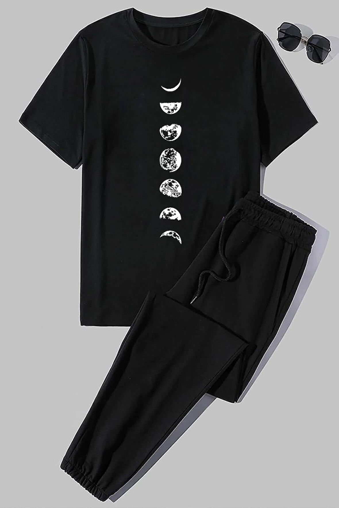 Uyguntarz Unisex Moon Phases Baskılı 2'li Eşofman Takımı
