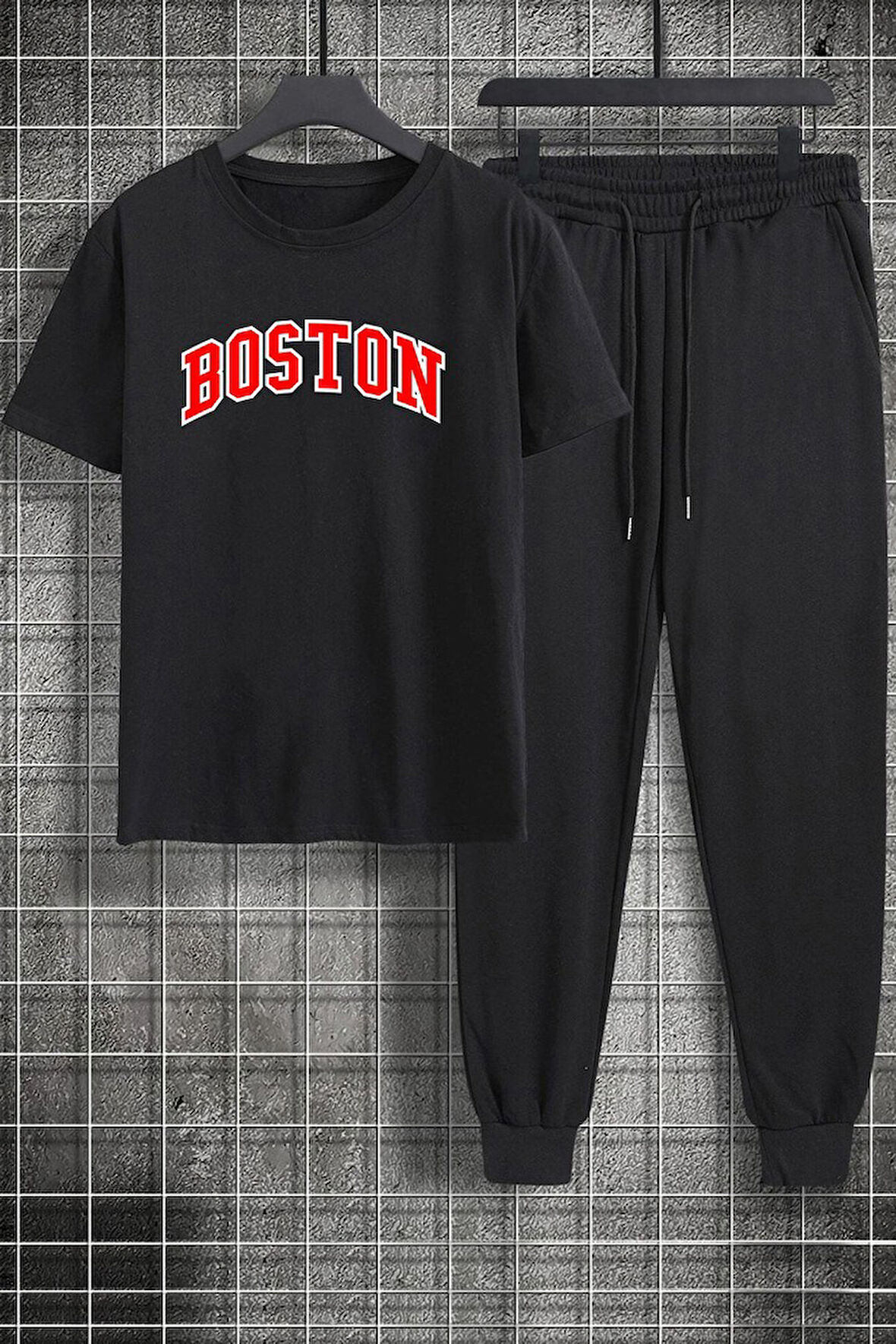 Uyguntarz Unisex Boston Baskılı 2'li Eşofman Takımı