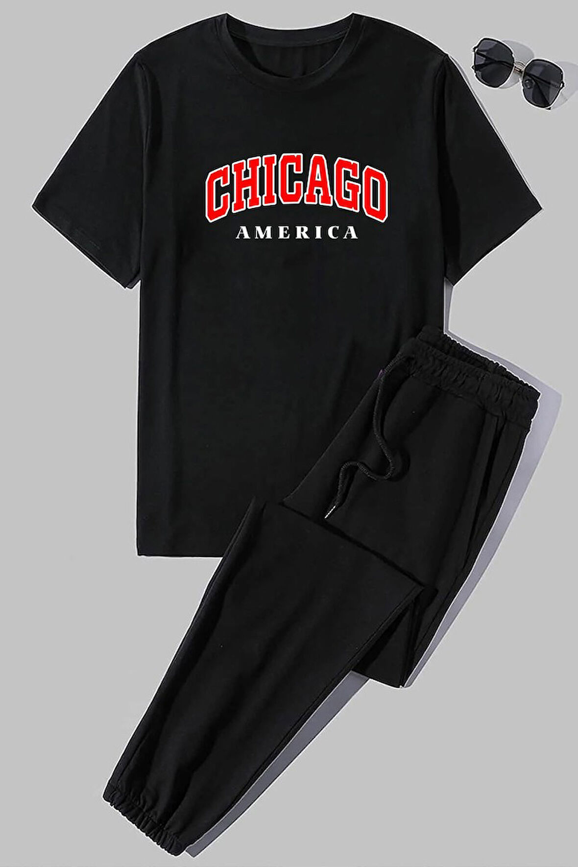 Uyguntarz Unisex Chiago Baskılı 2'li Eşofman Takımı