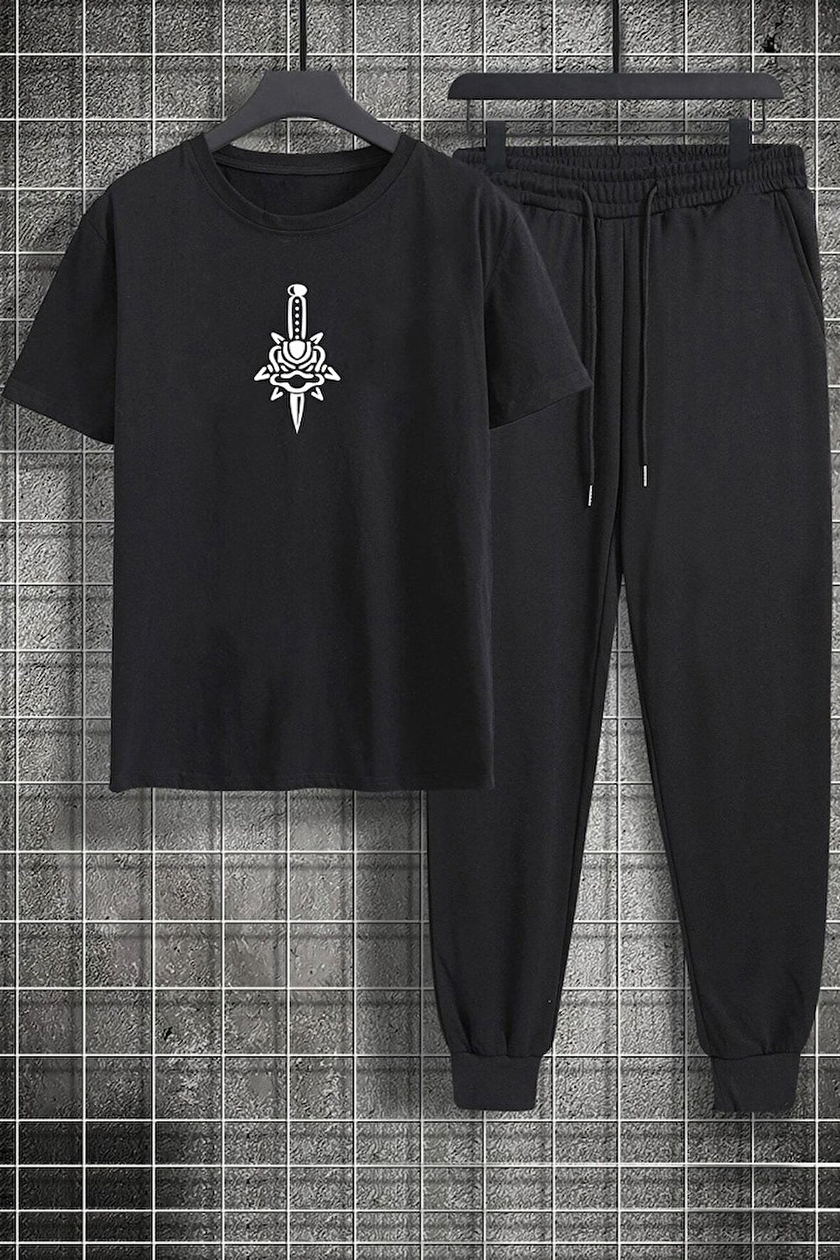 Uyguntarz Unisex Skullcracked Baskılı 2'li Eşofman Takımı