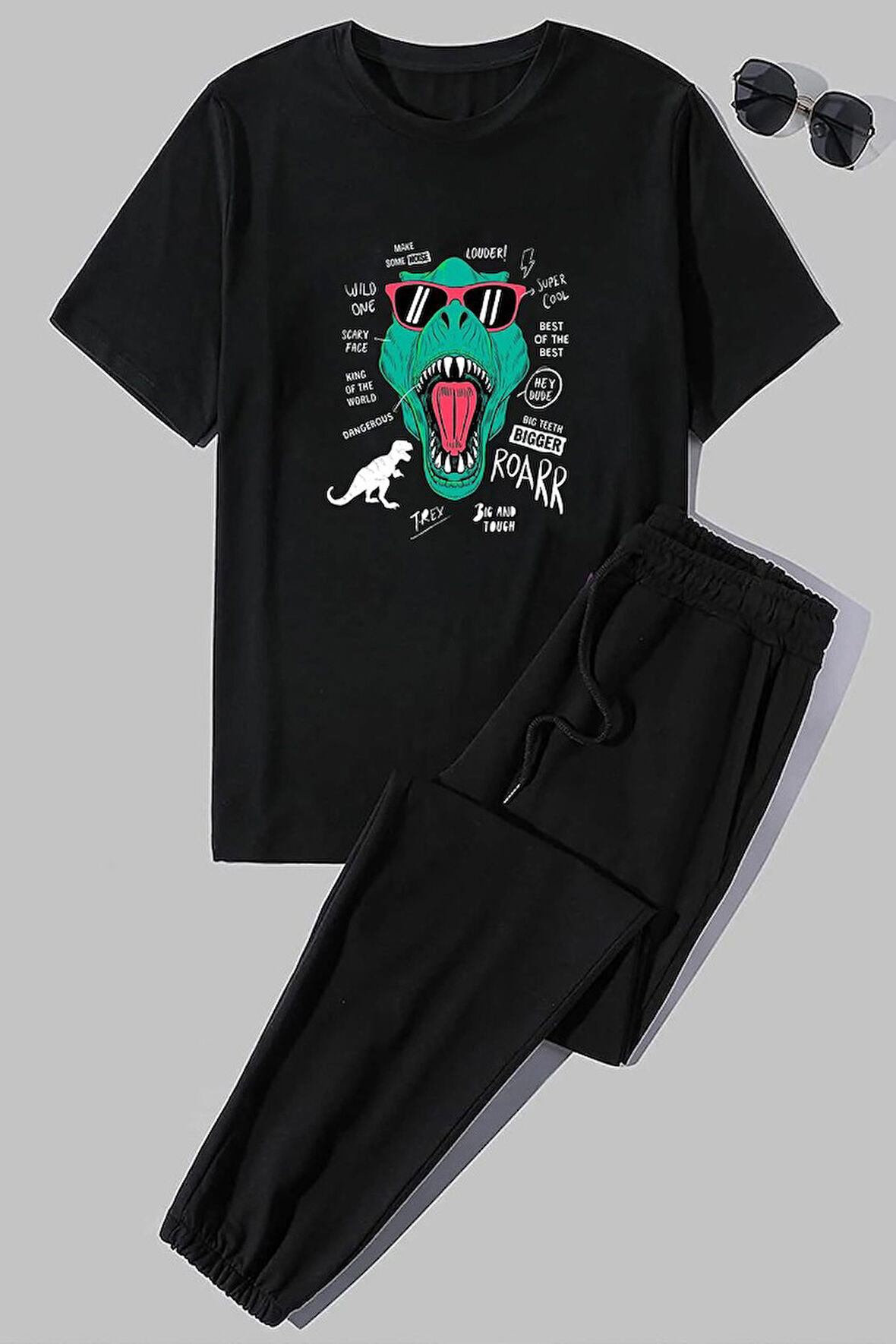 Uyguntarz Unisex T - Rex Baskılı 2'li Eşofman Takımı
