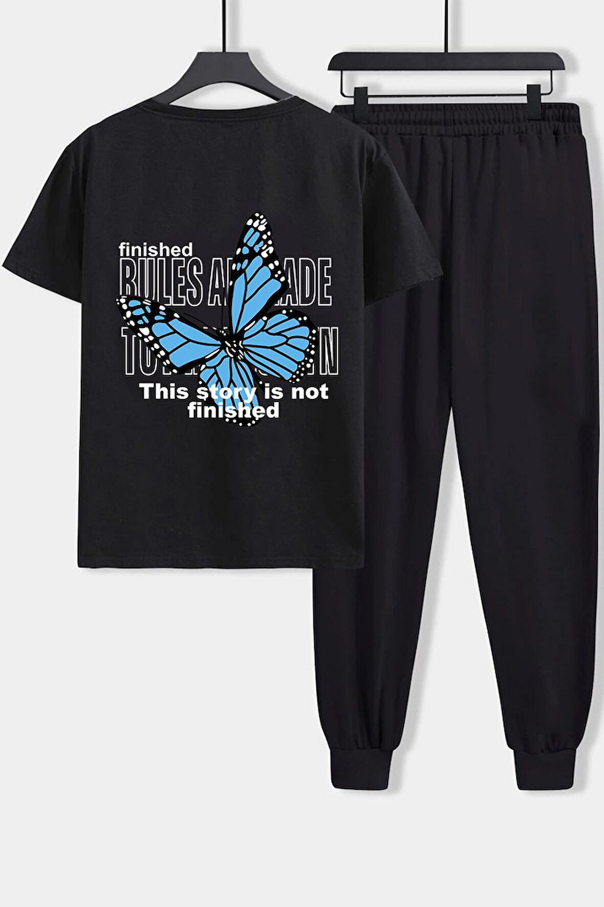 Uyguntarz Unisex Kelebek Baskılı 2'li Eşofman Takımı