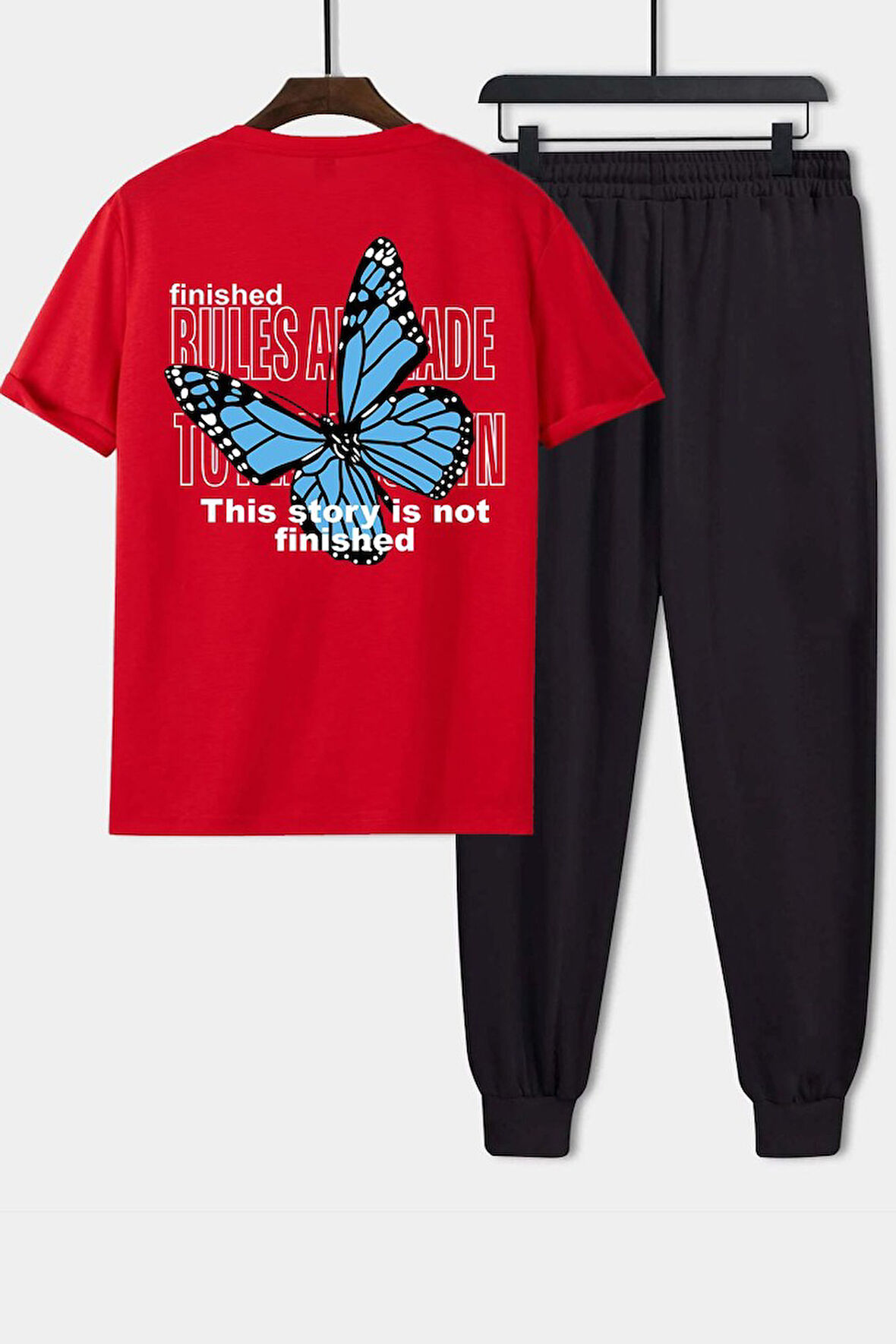 Uyguntarz Unisex Kelebek Baskılı 2'li Eşofman Takımı