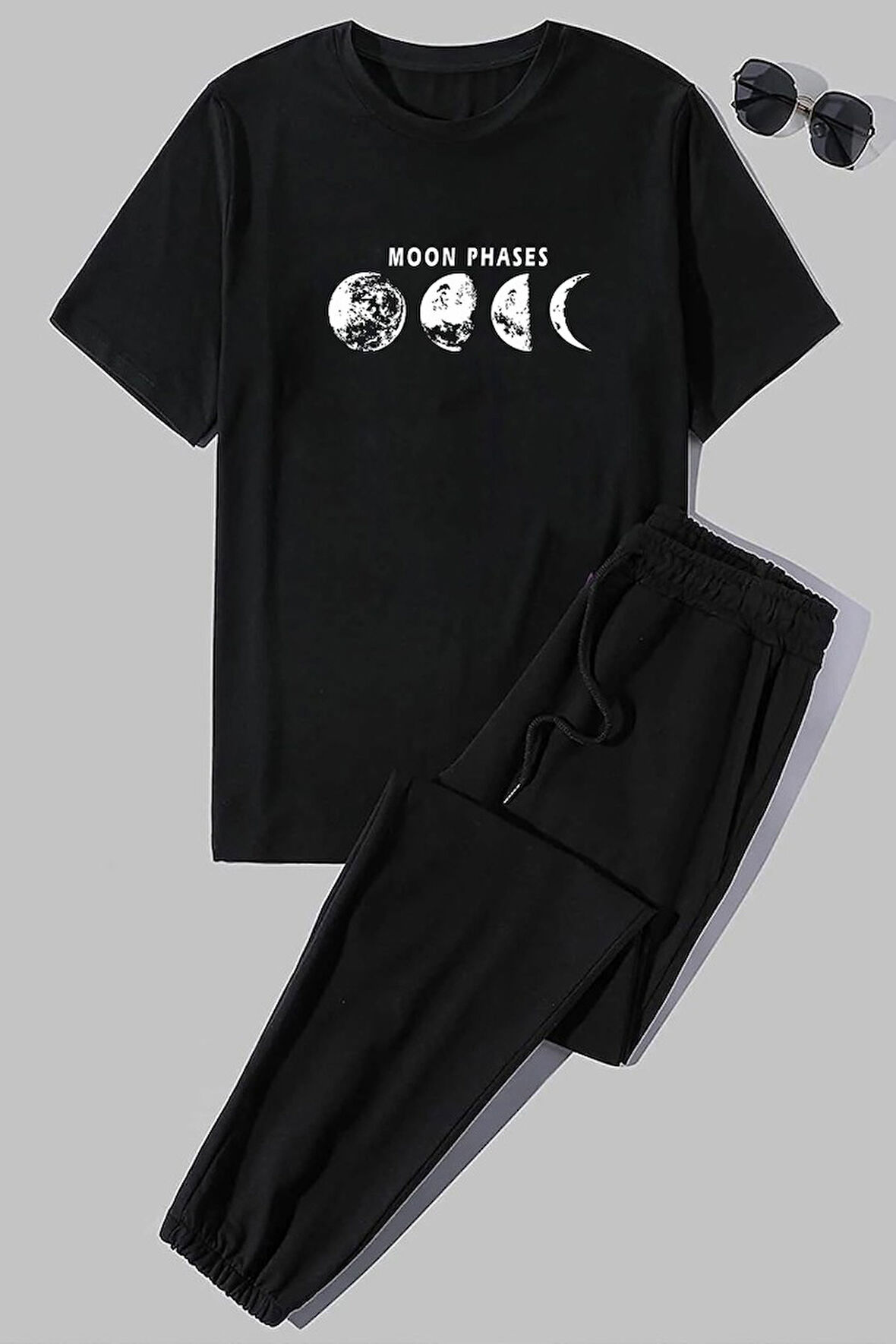 Uyguntarz Unisex Moon Phases Baskılı 2'li Eşofman Takımı