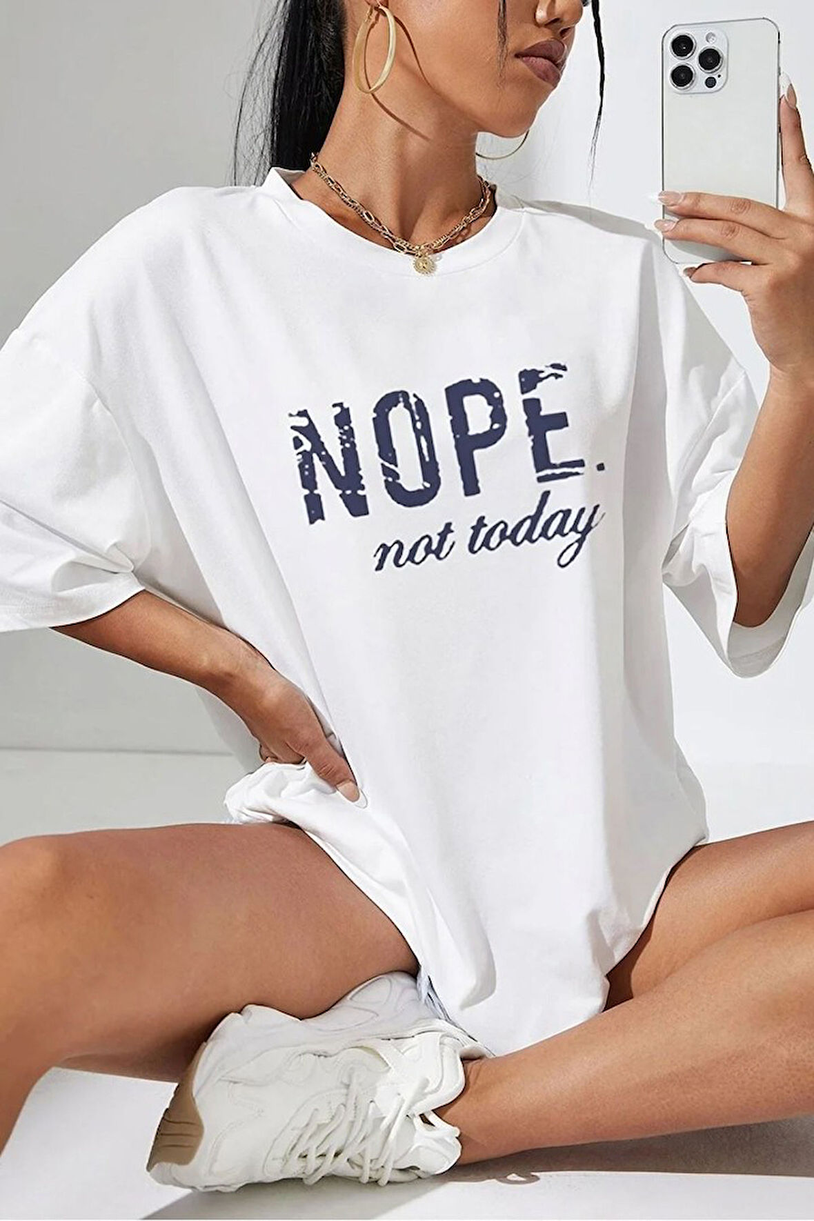 Unisex Not Today Baskılı T-shirt