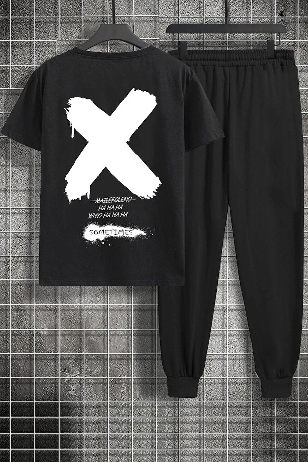 Uyguntarz Unisex Sometimes X Baskılı 2'li Eşofman Takımı