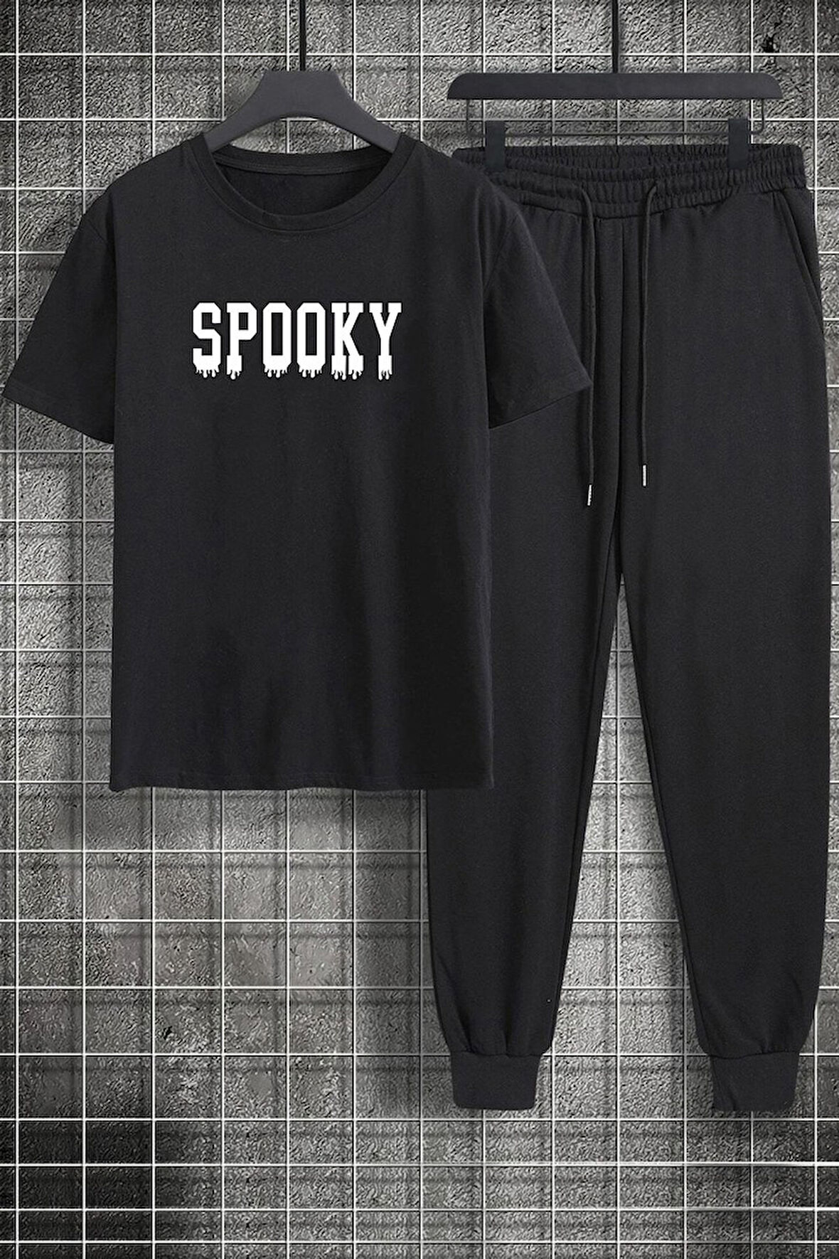 Uyguntarz Unisex Spooky Baskılı 2'li Eşofman Takımı