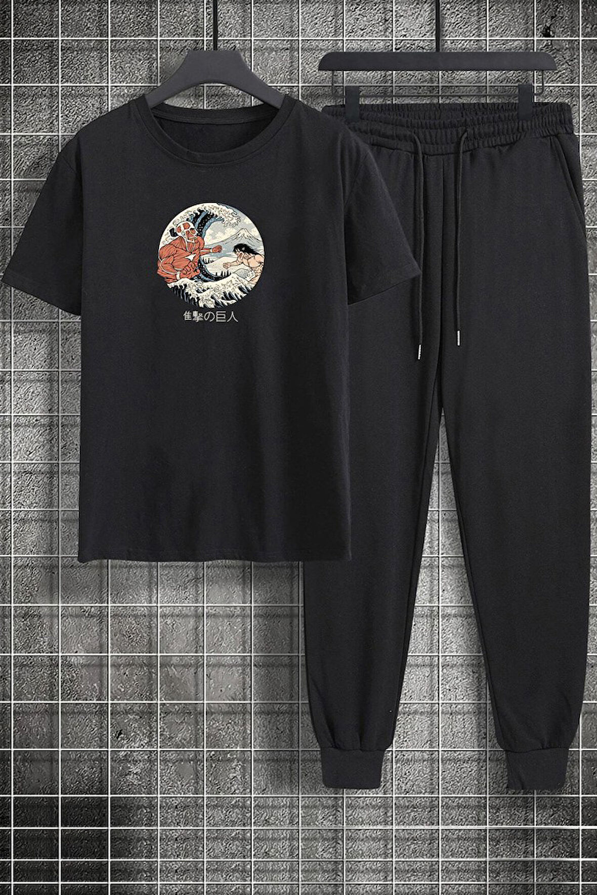 Uyguntarz Unisex Kanagawa Oki Nami Ura Baskılı 2'li Eşofman Takımı