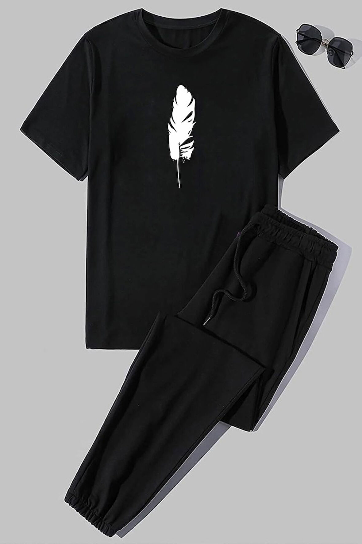 Uyguntarz Unisex Tüy Baskılı 2'li Eşofman Takımı