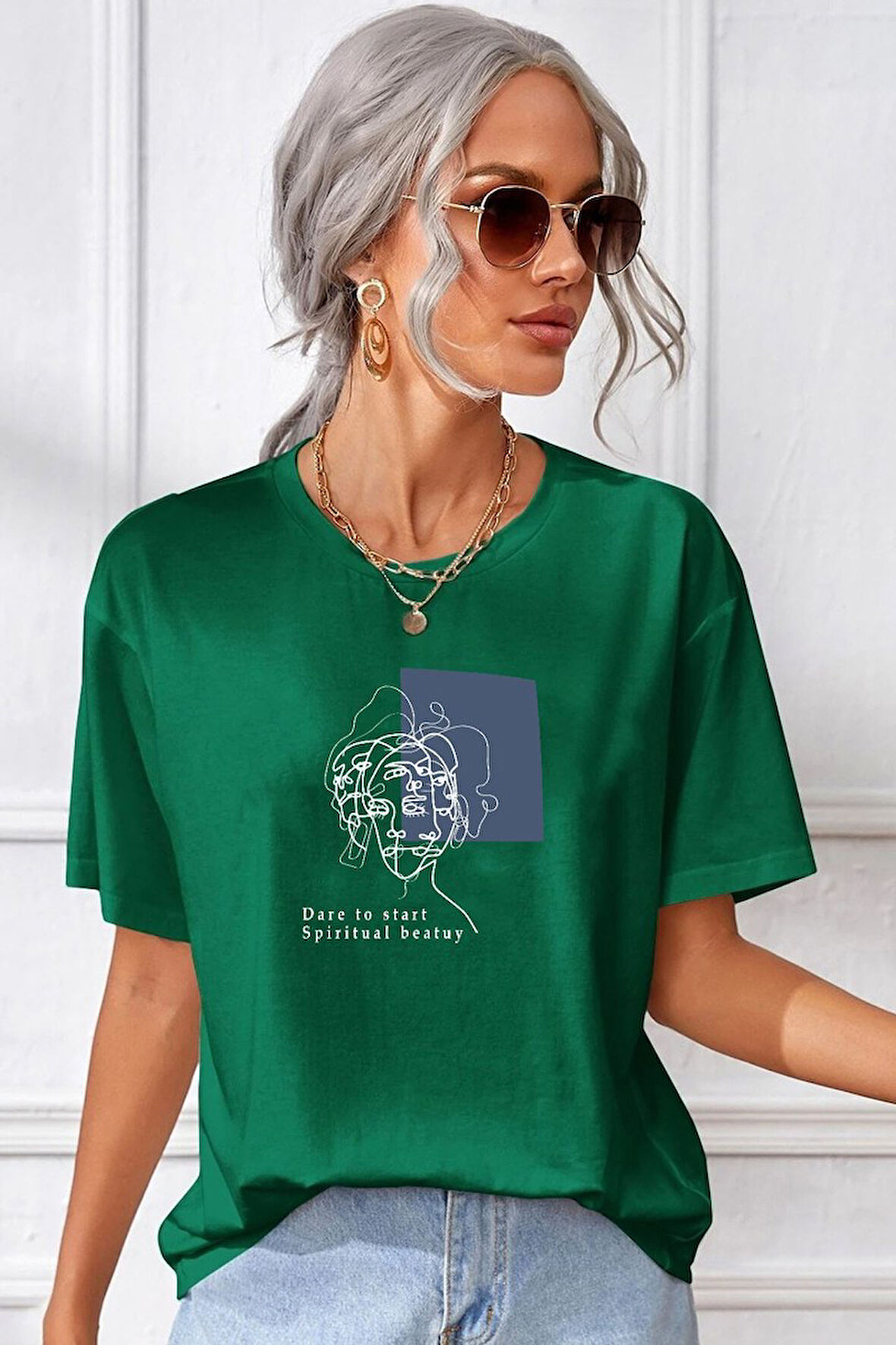 Uyguntarz Unisex Minimal line drawing Baskılı T-shirt