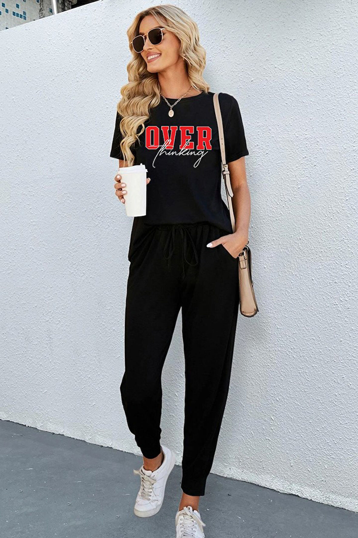 Uyguntarz Unisex Over Thinking Baskılı 2'li Eşofman Takımı