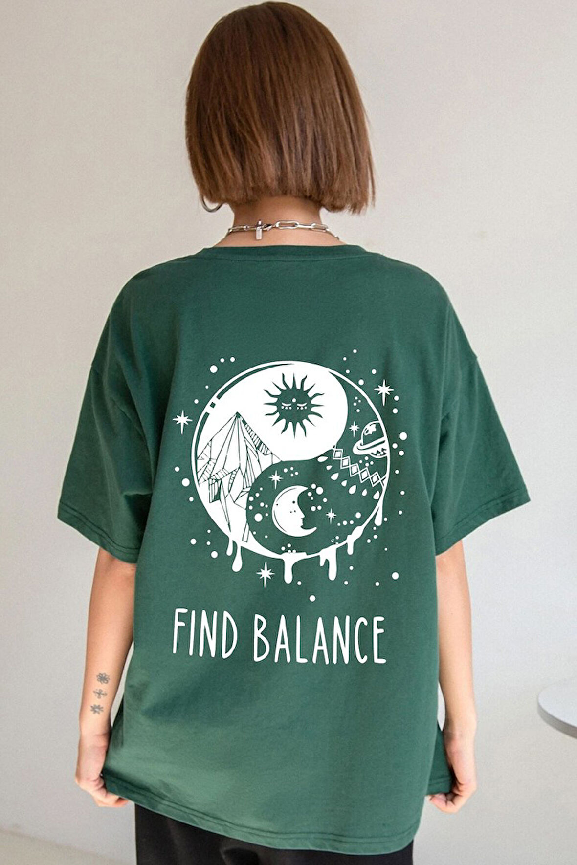 Uyguntarz Unisex Yin & Yang Baskılı T-shirt
