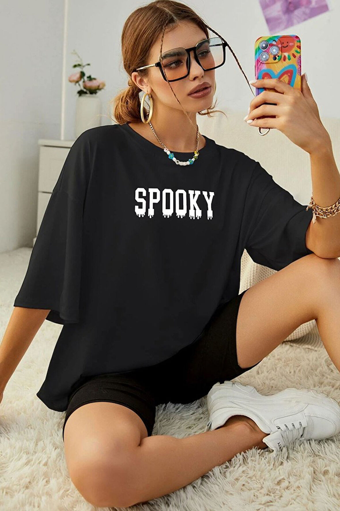 Uyguntarz Unisex Spooky Baskılı T-shirt