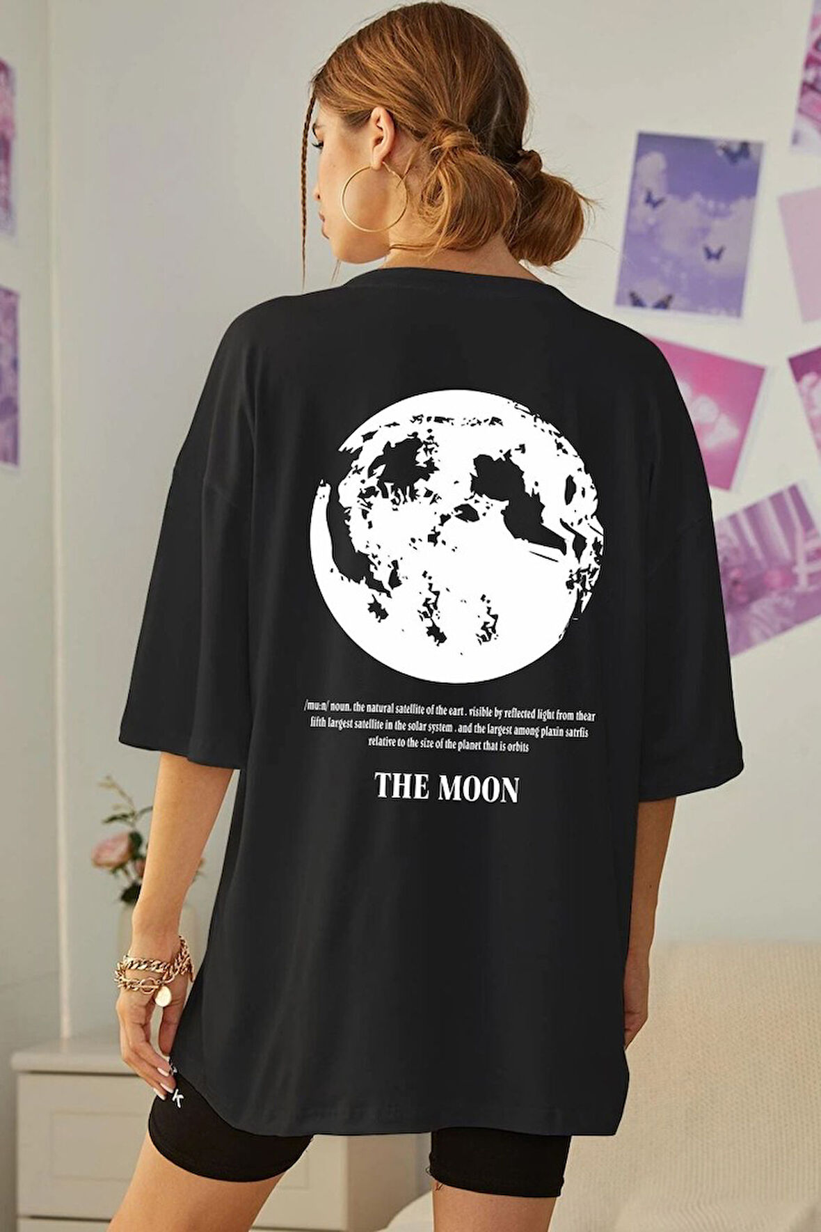 Unisex The Moon Baskılı T-shirt