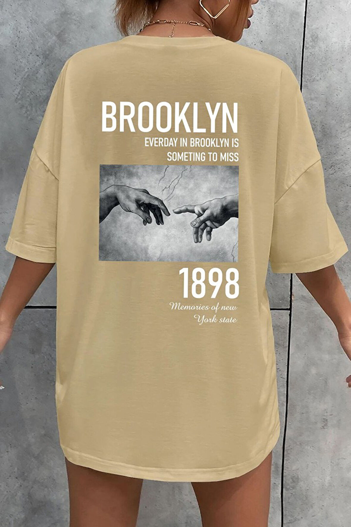 Unisex 1898 Brooklyn Baskılı T-shirt