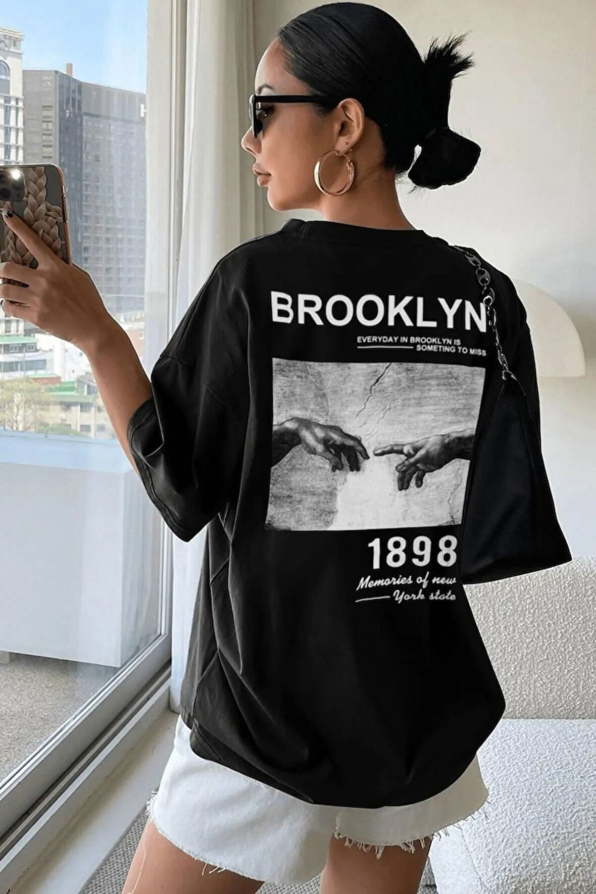 Unisex 1898 Brooklyn Baskılı T-shirt