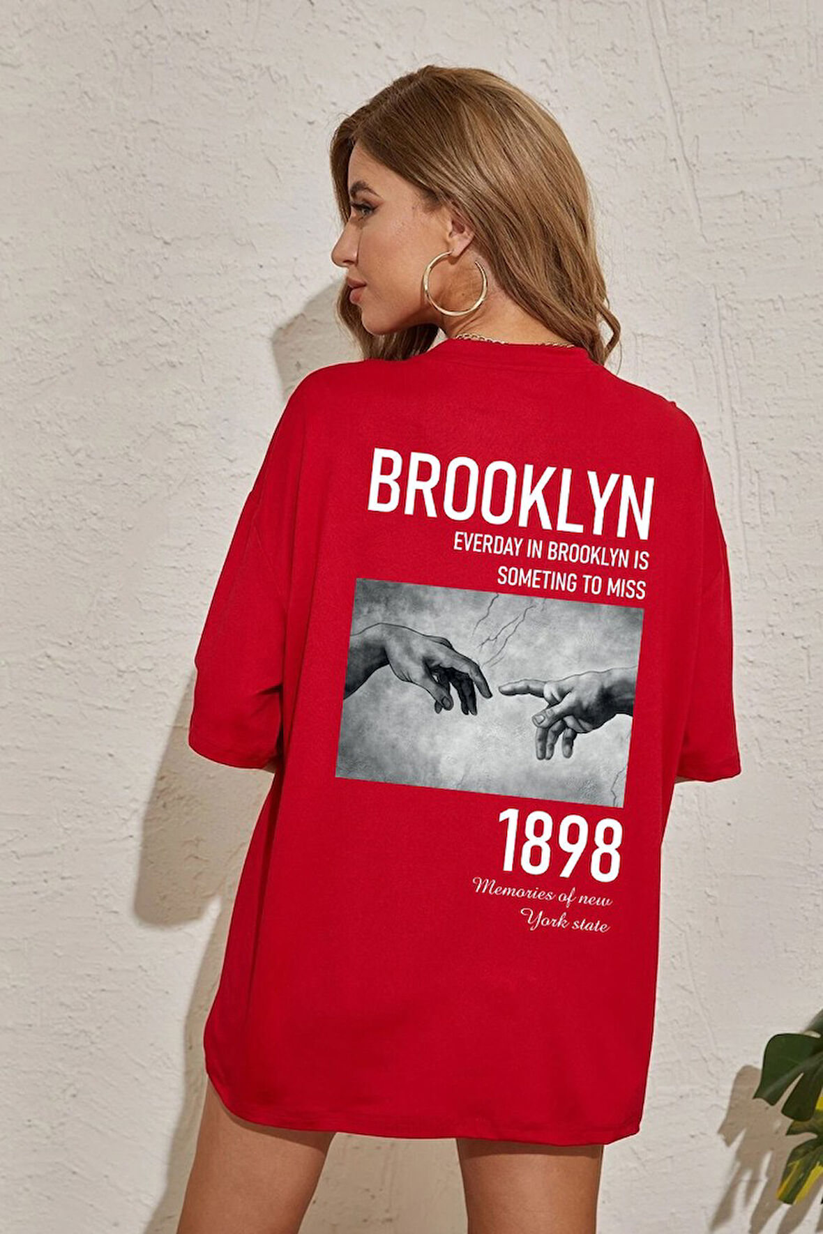 Unisex 1898 Brooklyn Baskılı T-shirt