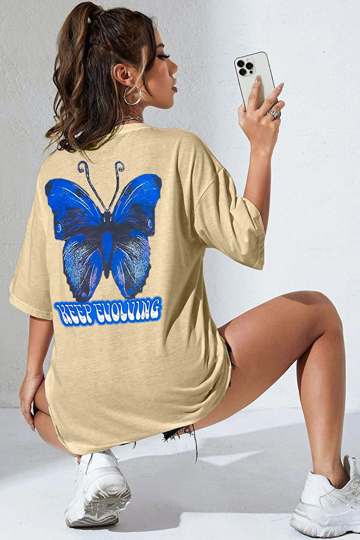 Uyguntarz Unisex Butterfly Baskılı T-shirt