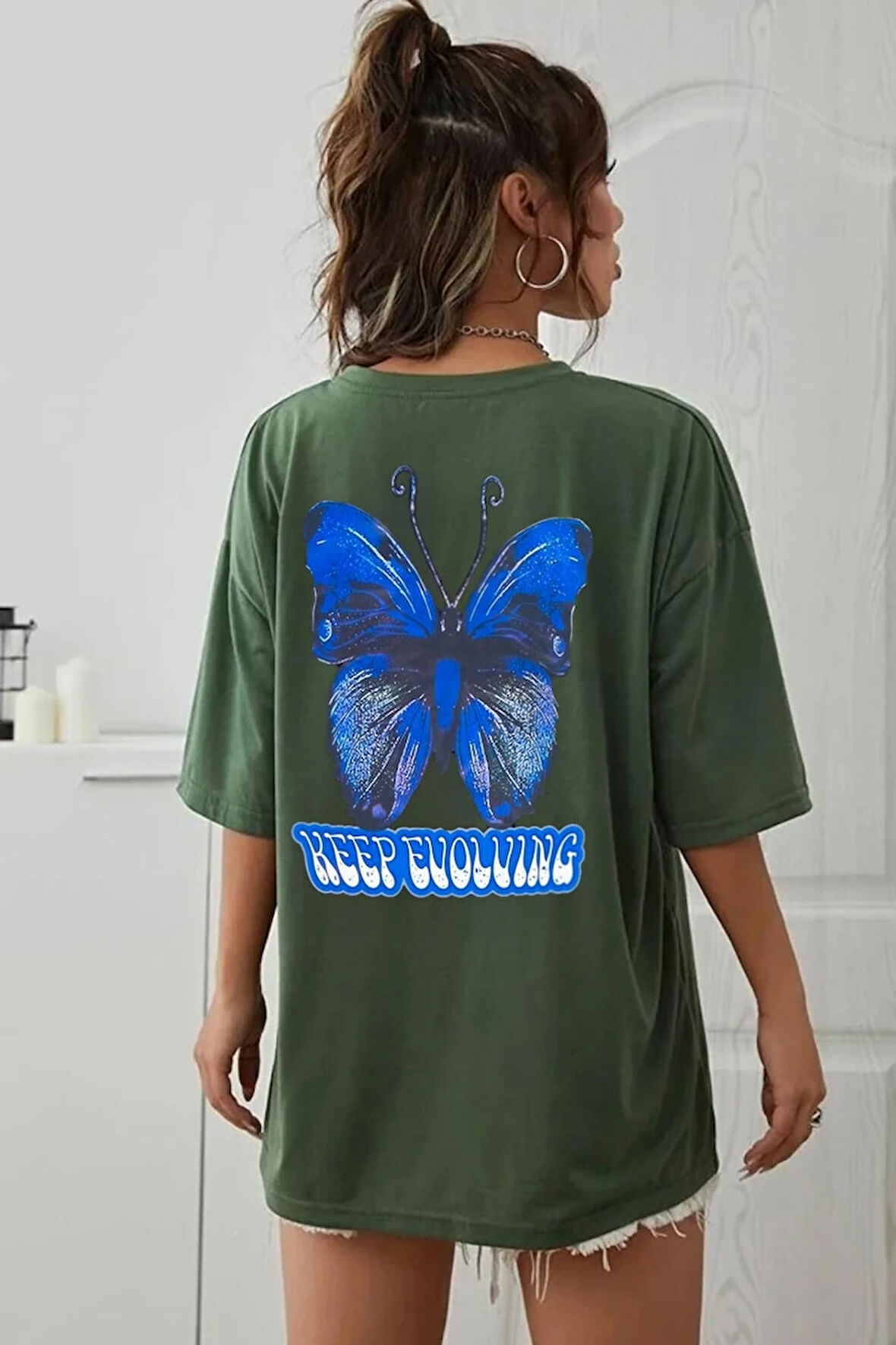 Uyguntarz Unisex Butterfly Baskılı T-shirt
