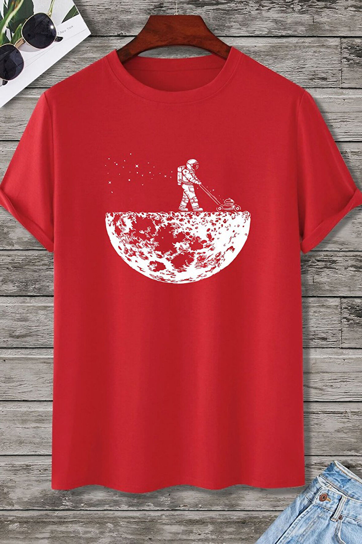 Uyguntarz Unisex Uzay Temalı Baskılı T-shirt