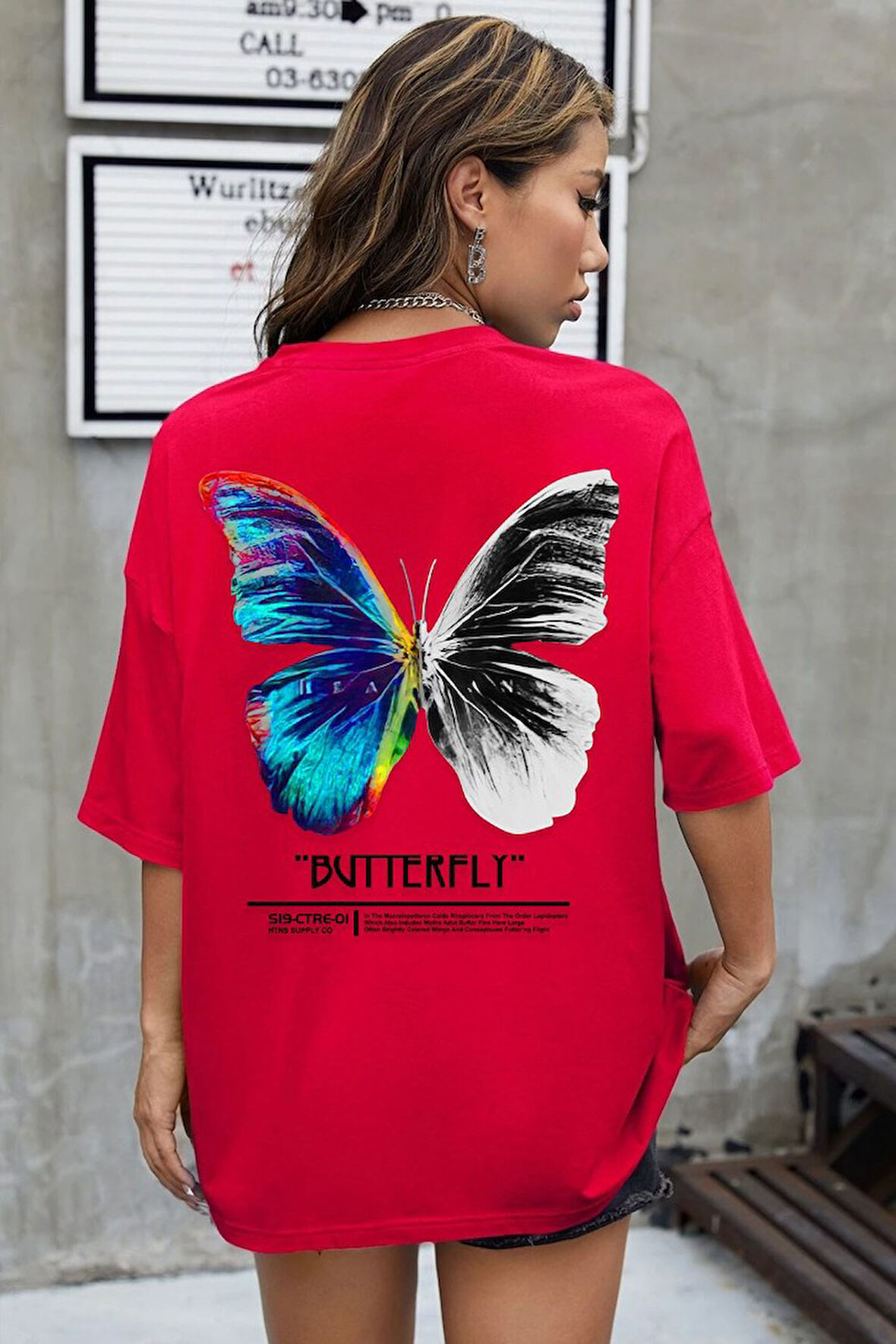 Uyguntarz Unisex Butterfly Baskılı T-shirt