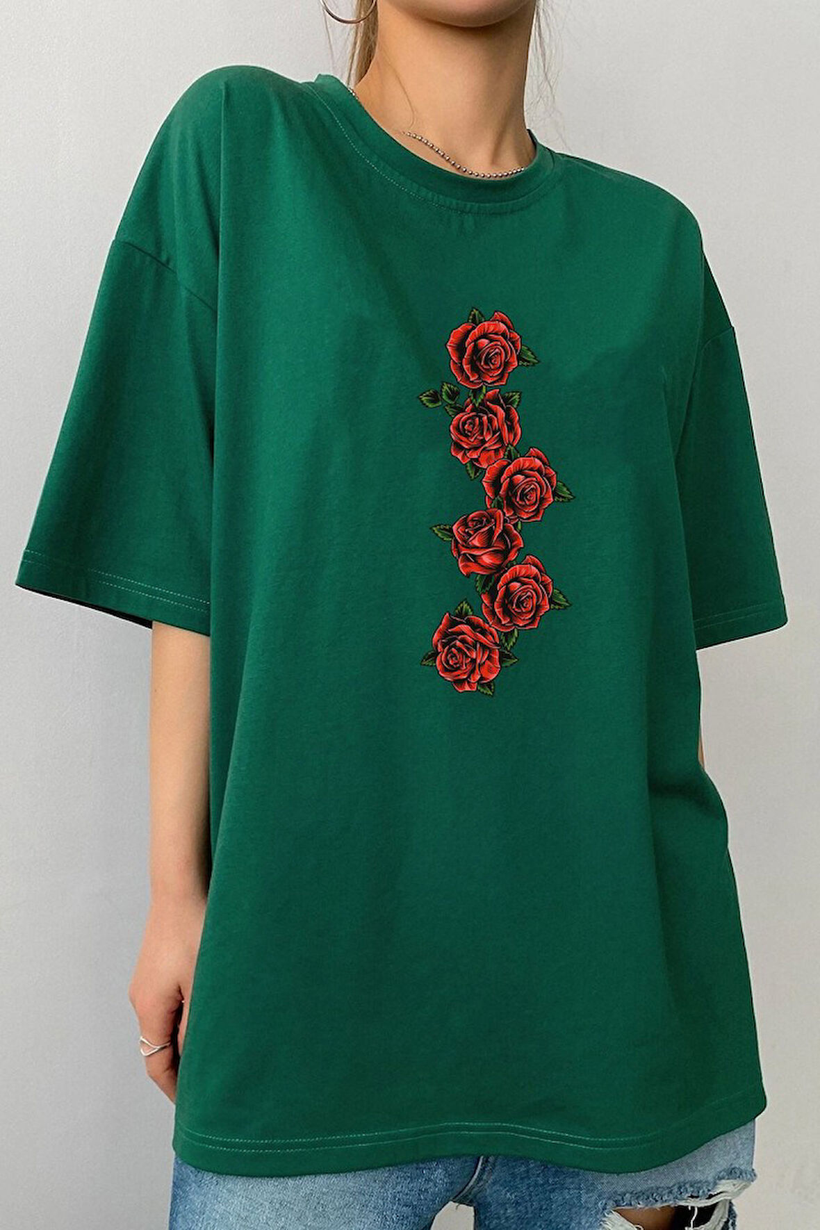 Uyguntarz Unisex Rose Baskılı T-shirt