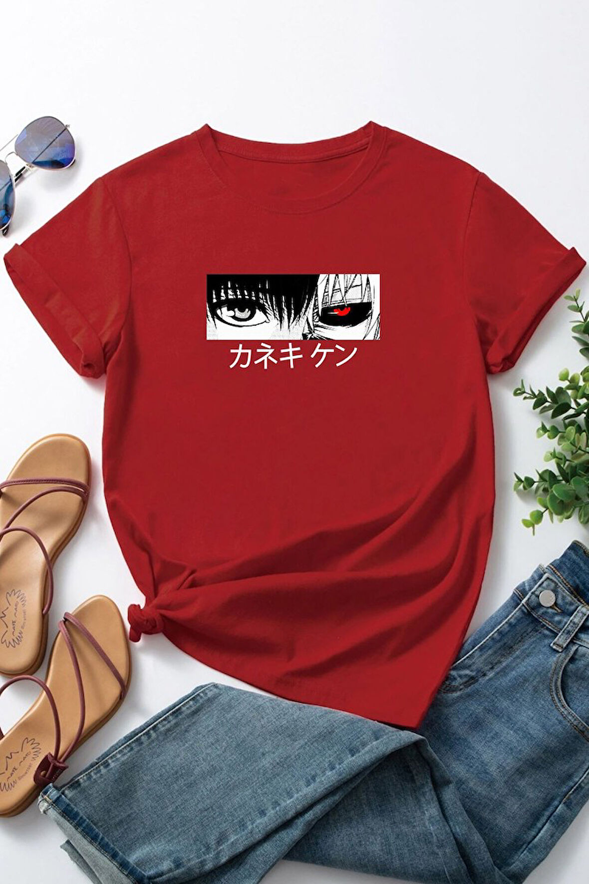 Uyguntarz Unisex Ken Kaneki Baskılı T-shirt