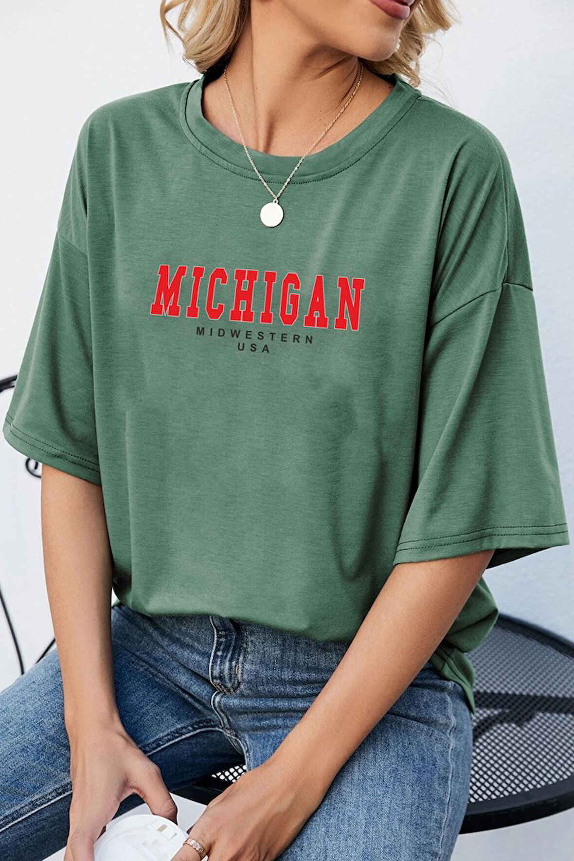 Uyguntarz Unisex Michigan Baskılı T-shirt