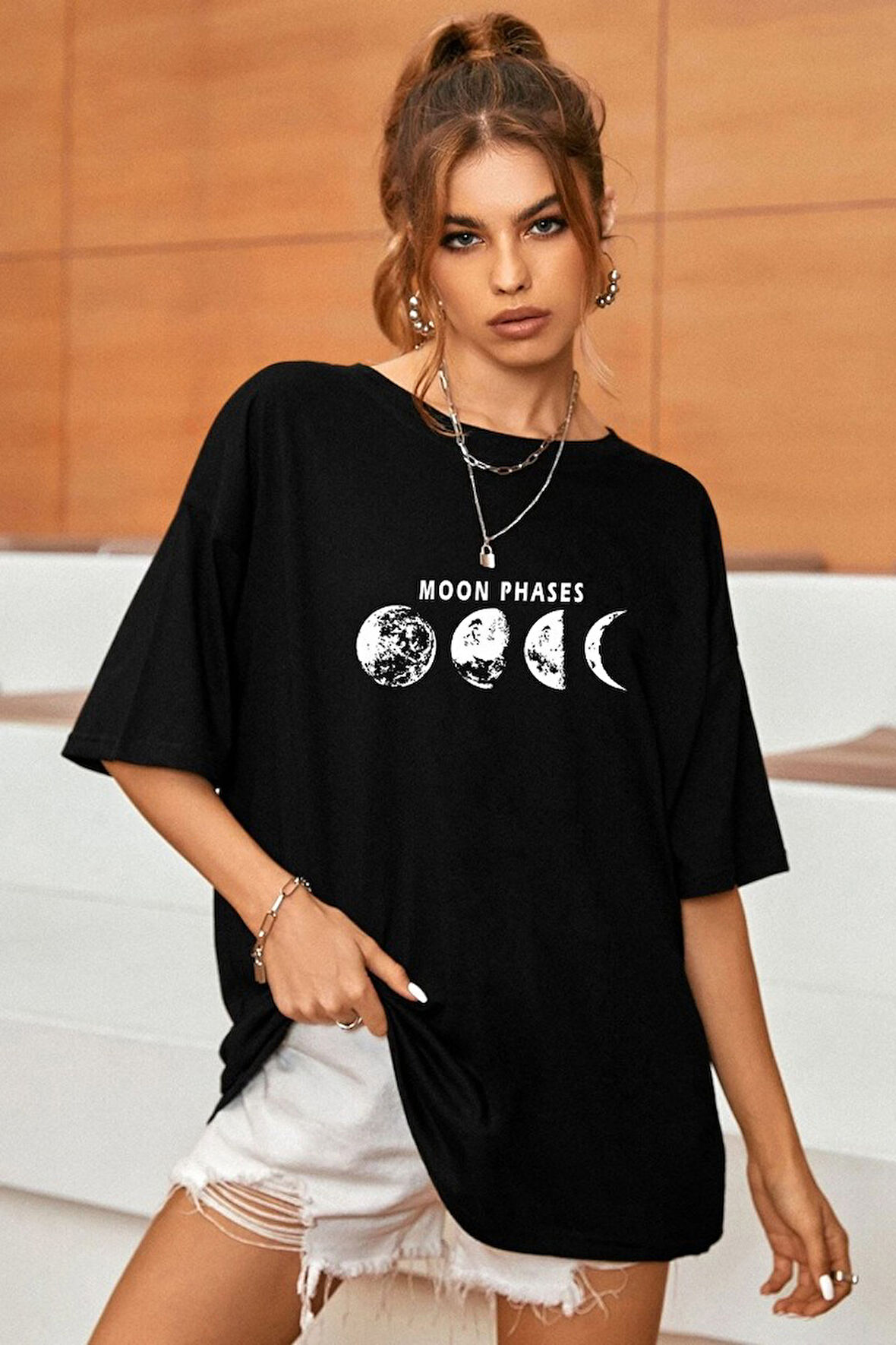 Uyguntarz Unisex Moon Phases Baskılı T-shirt