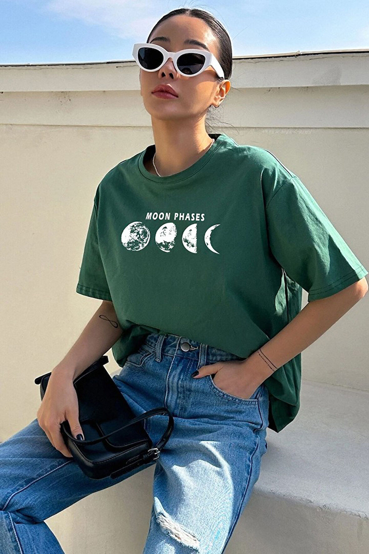 Uyguntarz Unisex Moon Phases Baskılı T-shirt