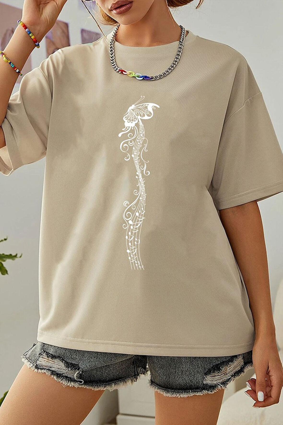 Uyguntarz Unisex Butterfly Song Baskılı T-shirt