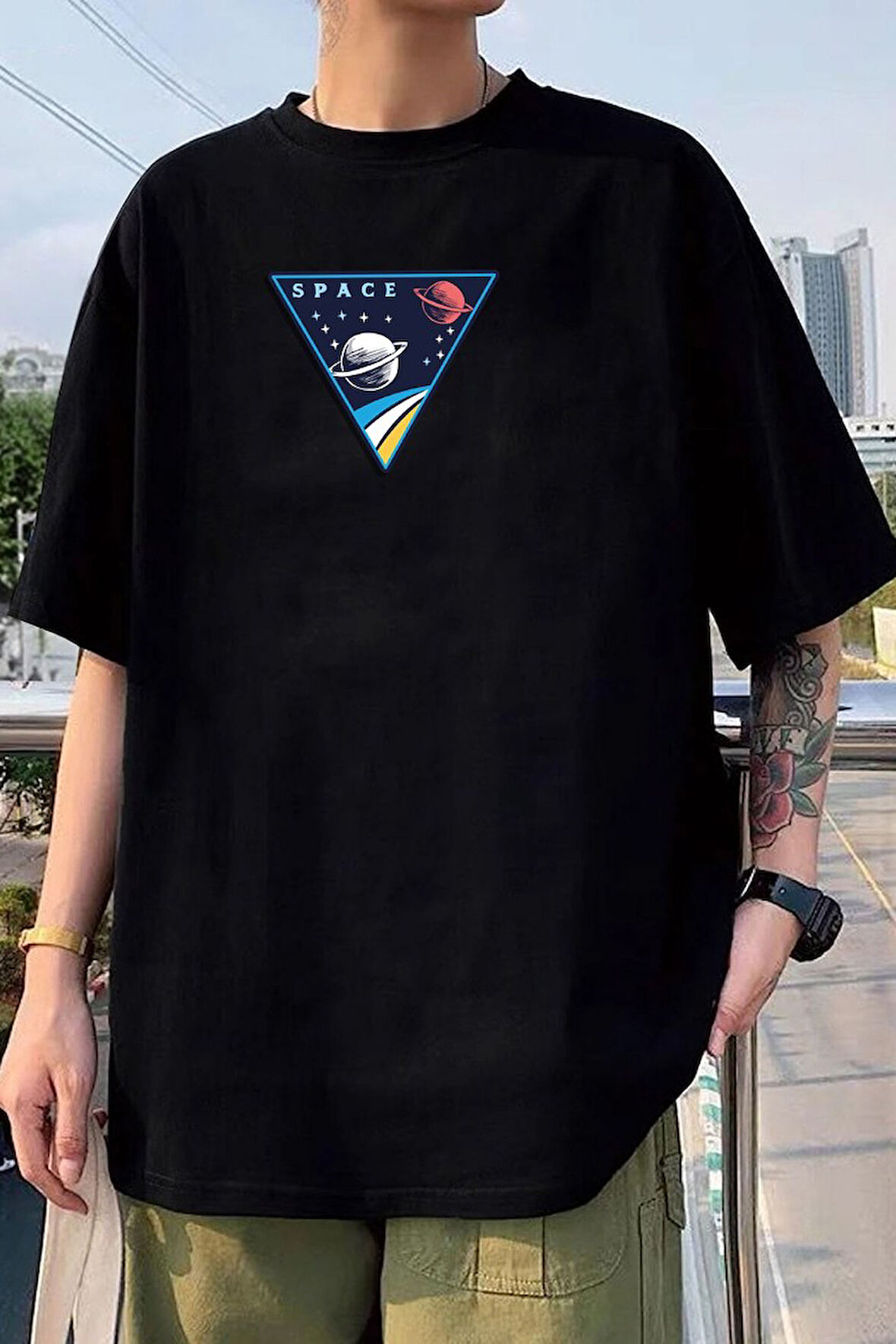 Unisex Space Baskılı T-shirt