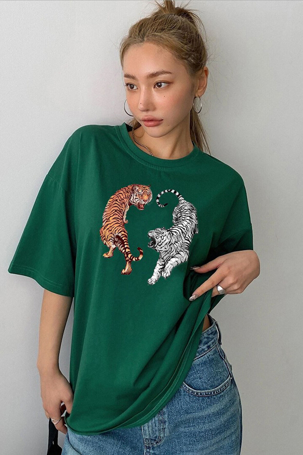 Unisex Tiger Baskılı T-shirt