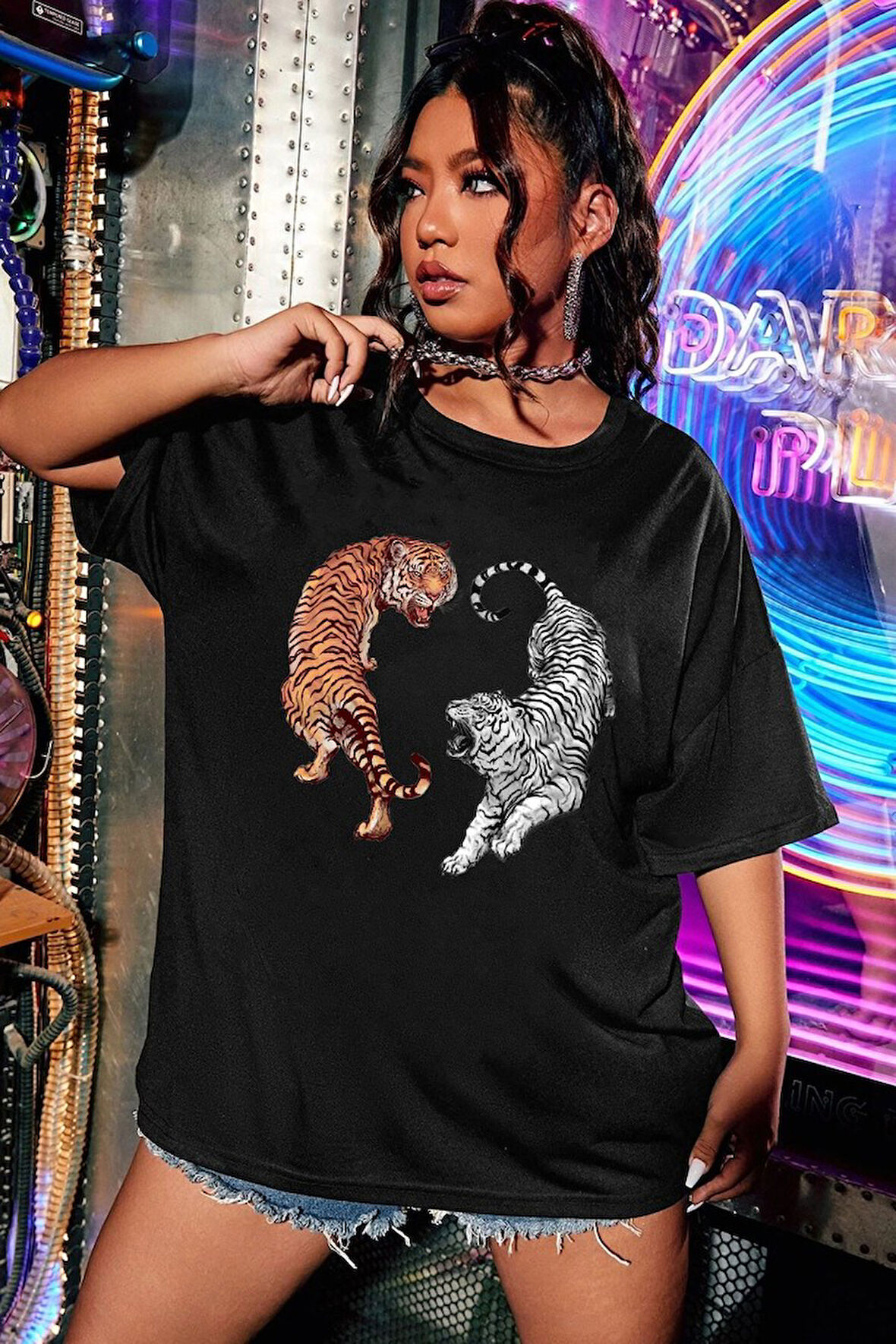 Uyguntarz Unisex Tiger Baskılı T-shirt