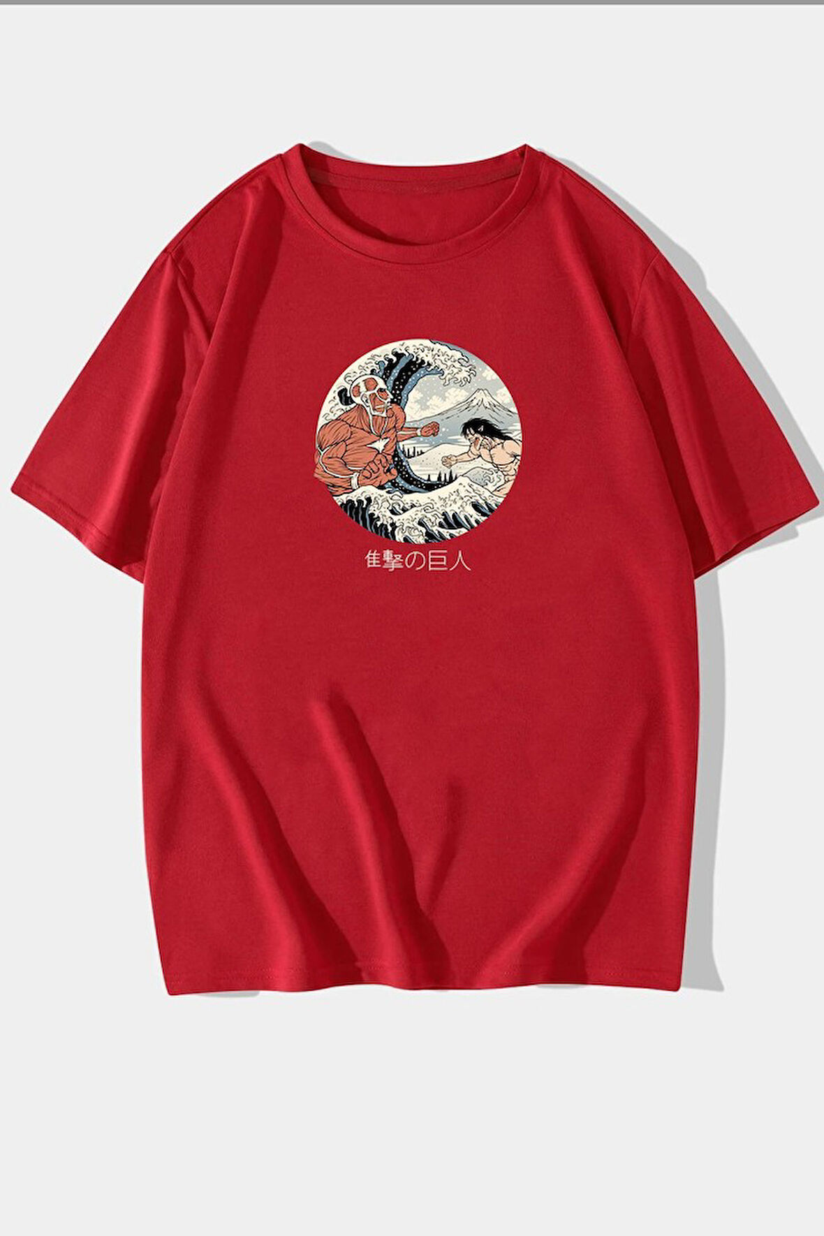 Unisex Kanagawa Oki Nami Ura Baskılı T-shirt