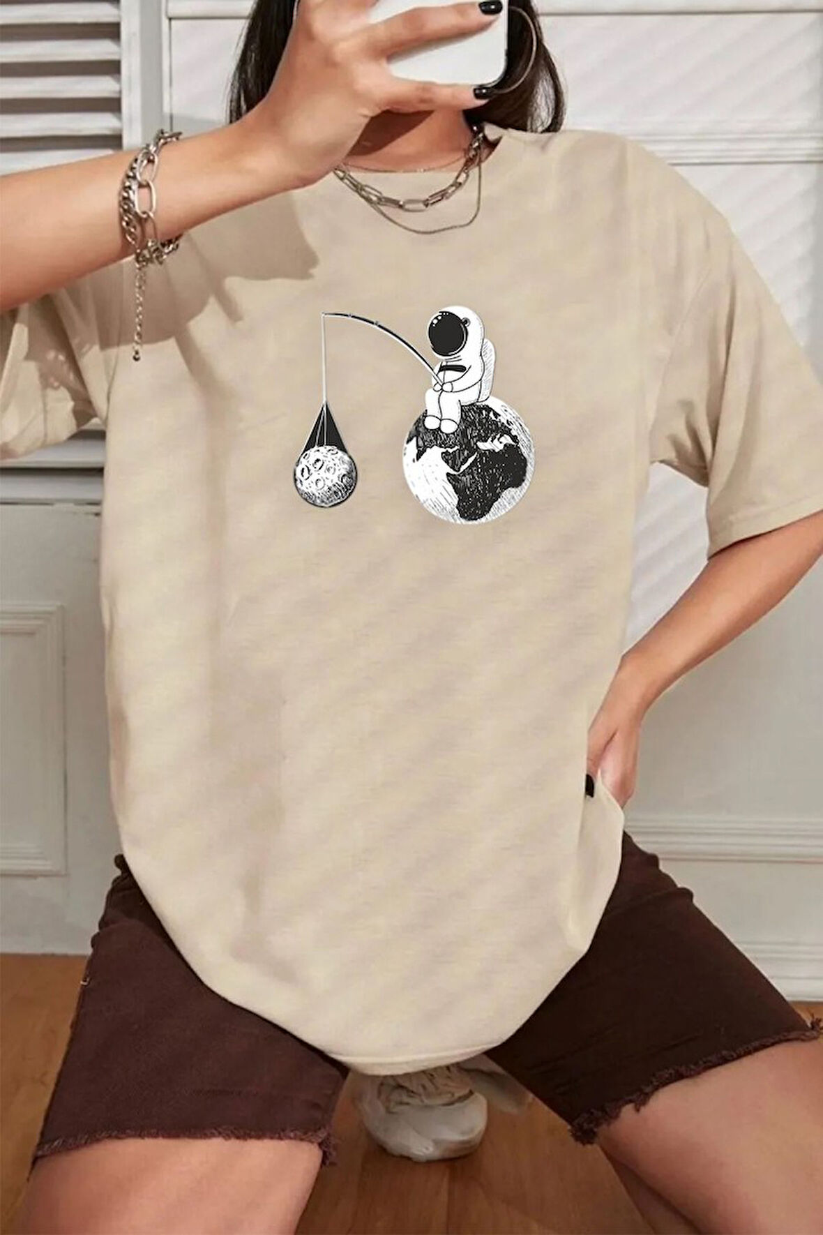 Uyguntarz Unisex Uzay Baskılı T-shirt