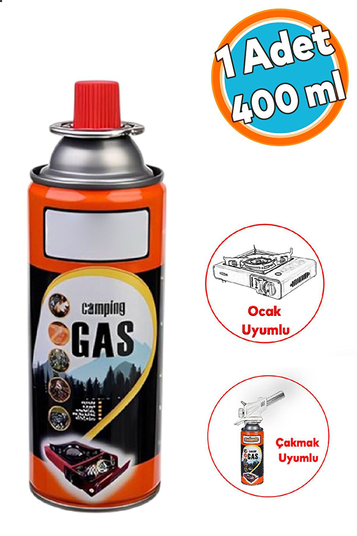 Kamp Gazı Bütan Propan Gaz Tüpü Portatif Ocak Kartuşu Tek kullanımlık Pürmüz 400 ml 1 Adet