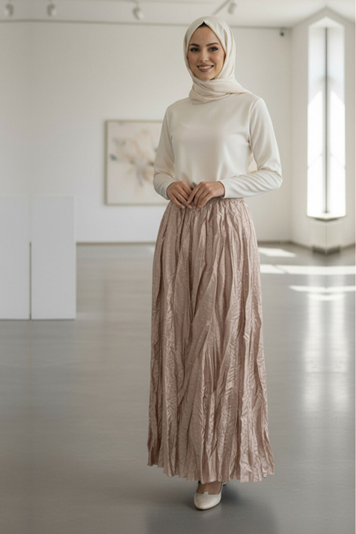 Buruşuk Bisküvi Tesettür Etek 9227BS